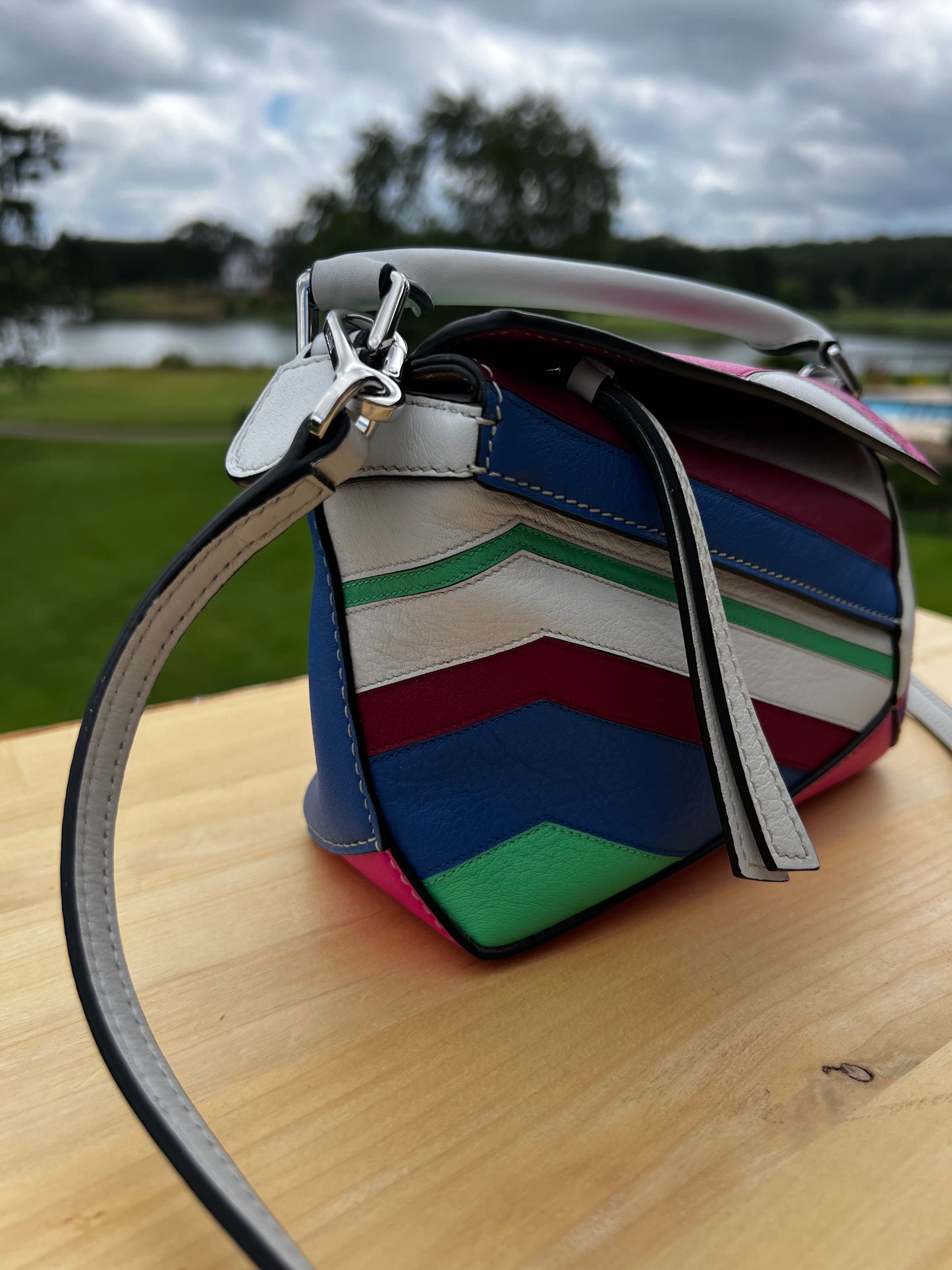 LOEWE Puzzle Mini Bag – Multicolor Chevron Leather