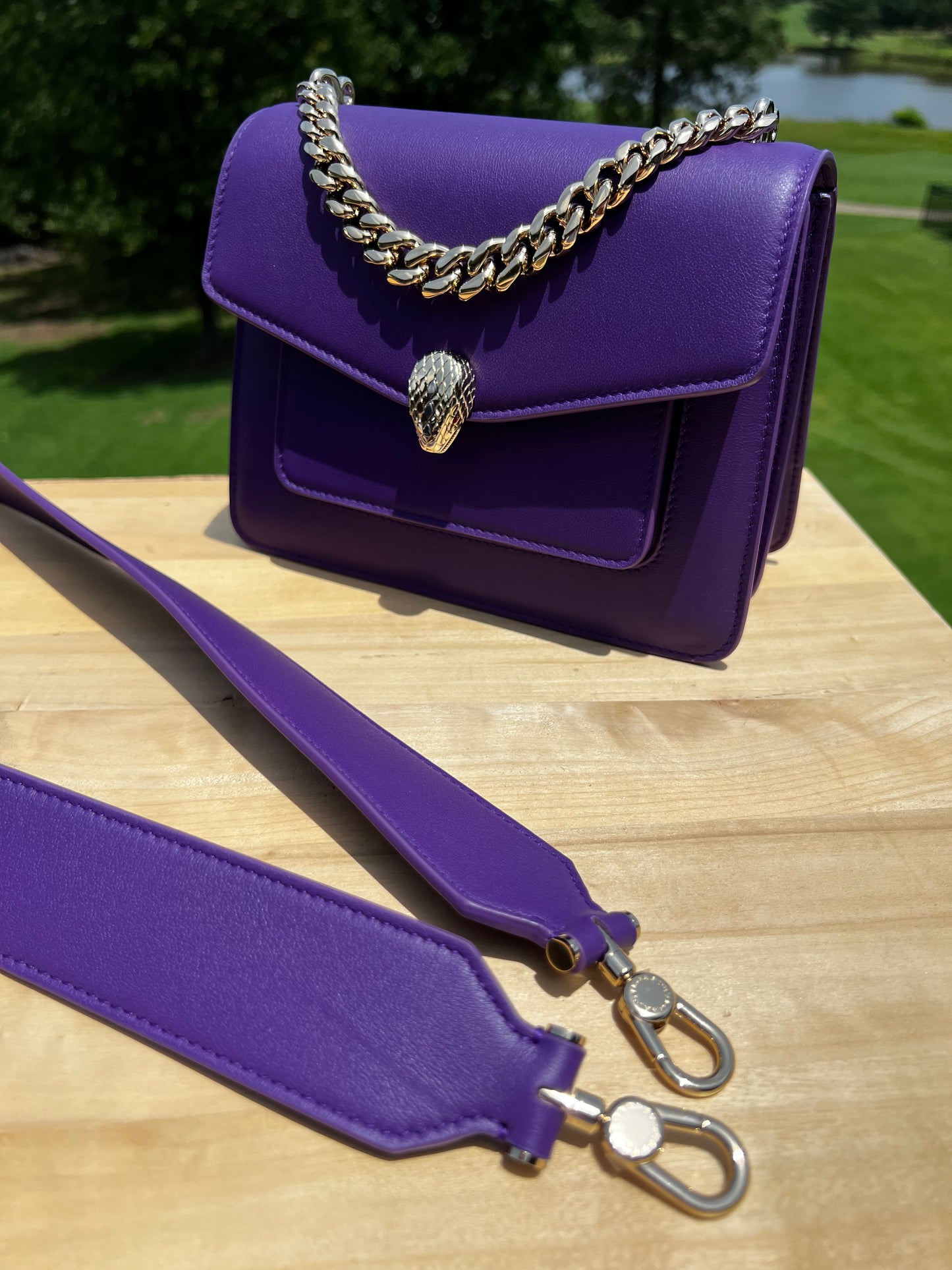BVLGARI Serpenti Forever Leather Cross‑Body Bag (Purple)