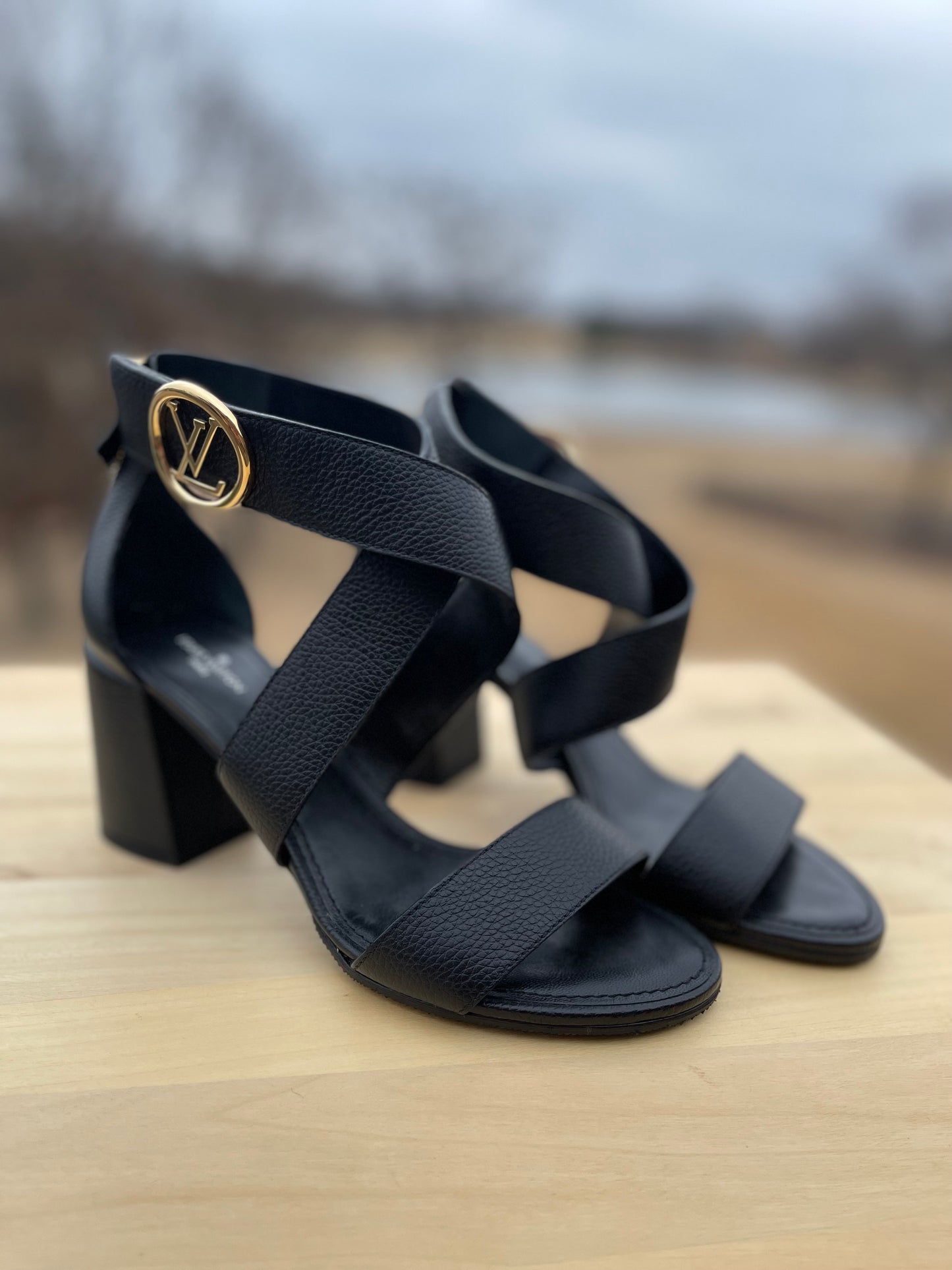 LOUIS VUITTON
Calfskin Horizon Sandals 38 Black