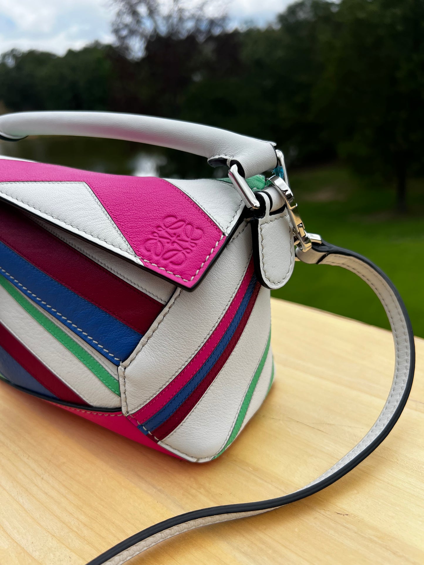 LOEWE Puzzle Mini Bag – Multicolor Chevron Leather