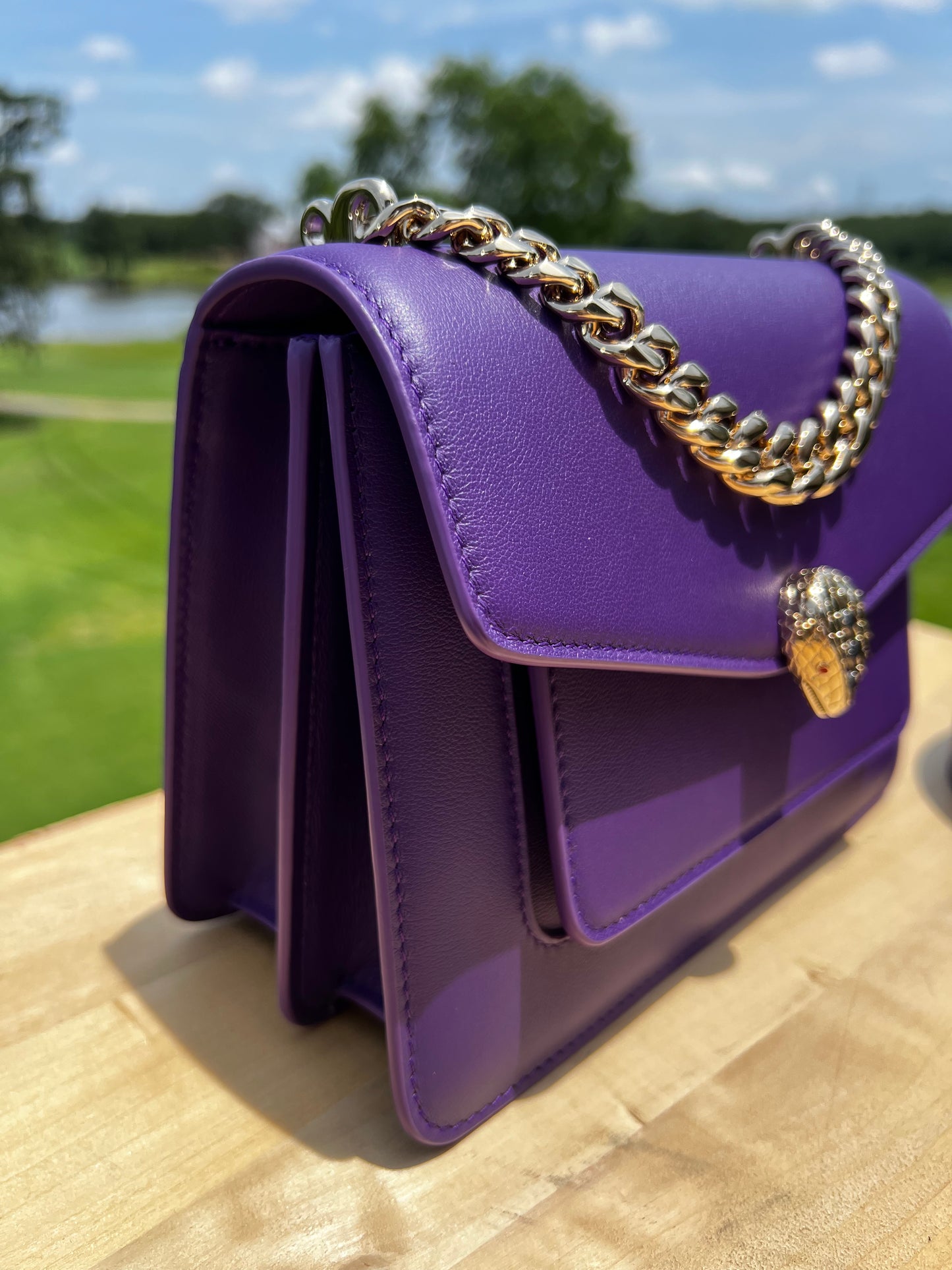 BVLGARI Serpenti Forever Leather Cross‑Body Bag (Purple)