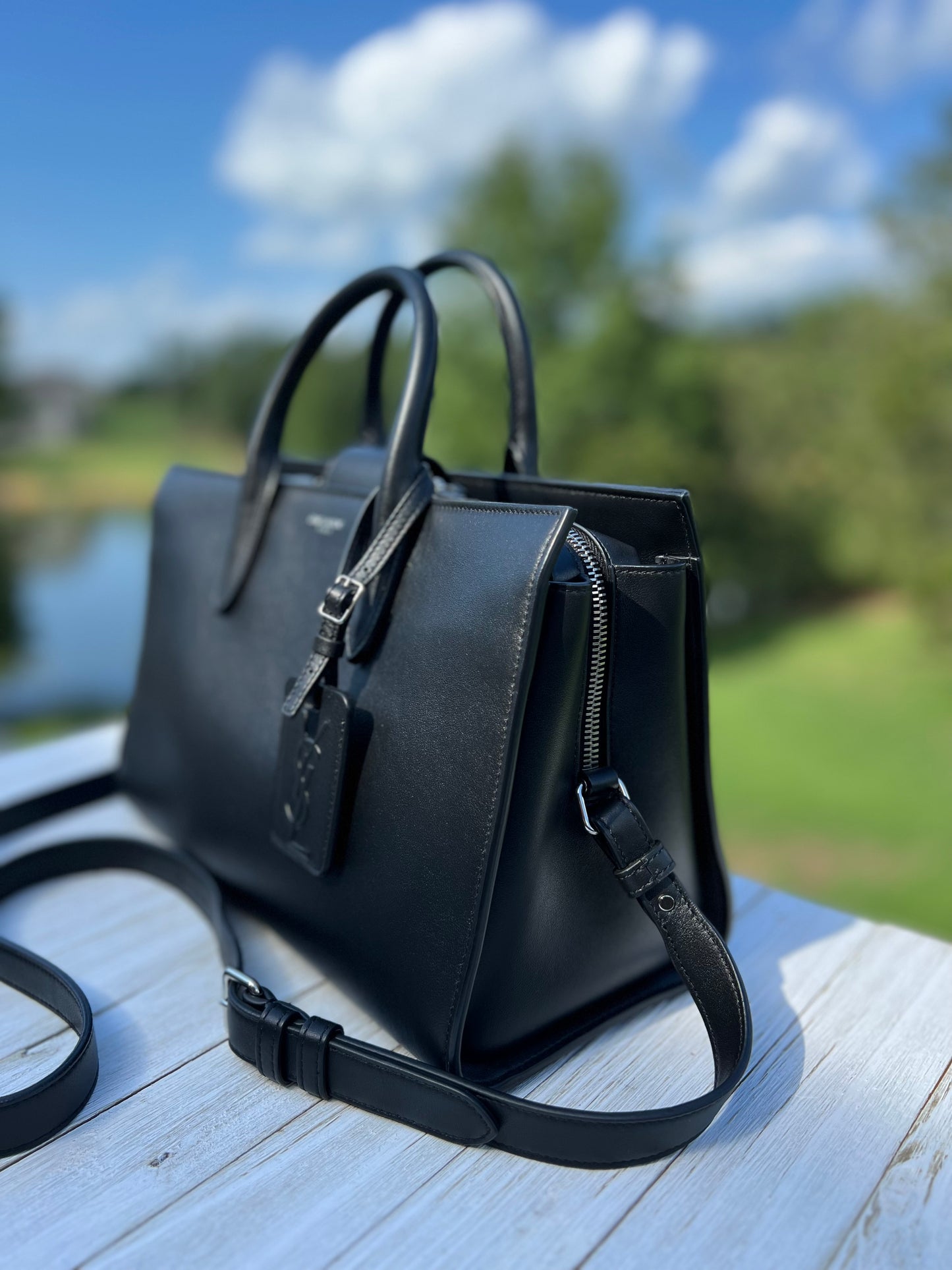 Yves Saint Laurent Medium Jane Tote Bag in Black Calfskin