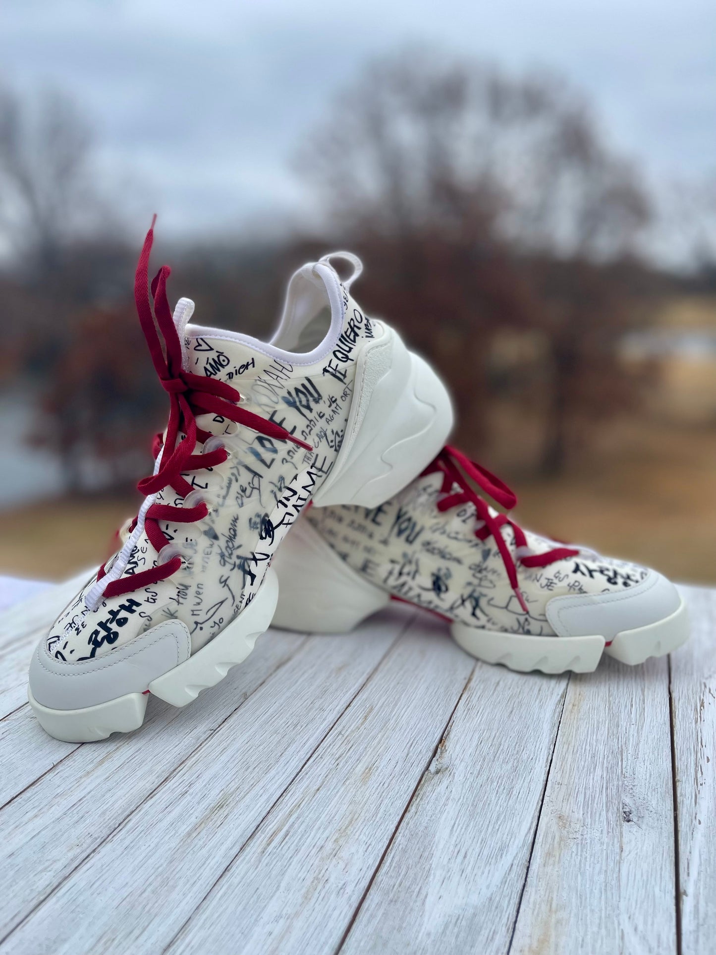 CHRISTIAN DIOR
Neoprene Rubber Dioramour Womens D-Connect Sneakers 39 mWhite Red