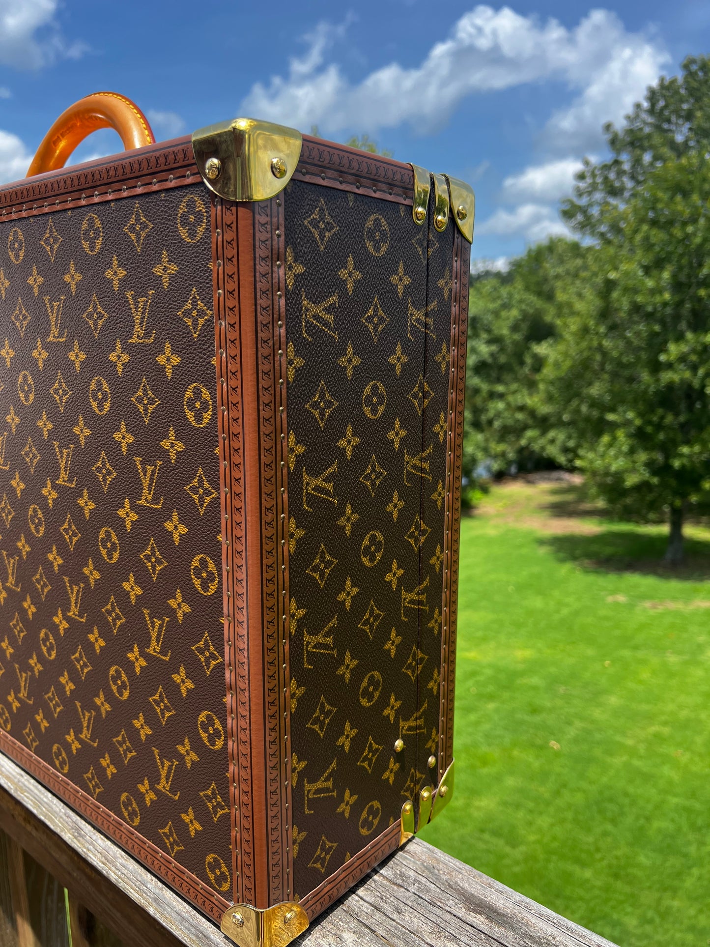 Louis Vuitton Monogram Bisten Trunk Suitcase 50 with key and luggage tag