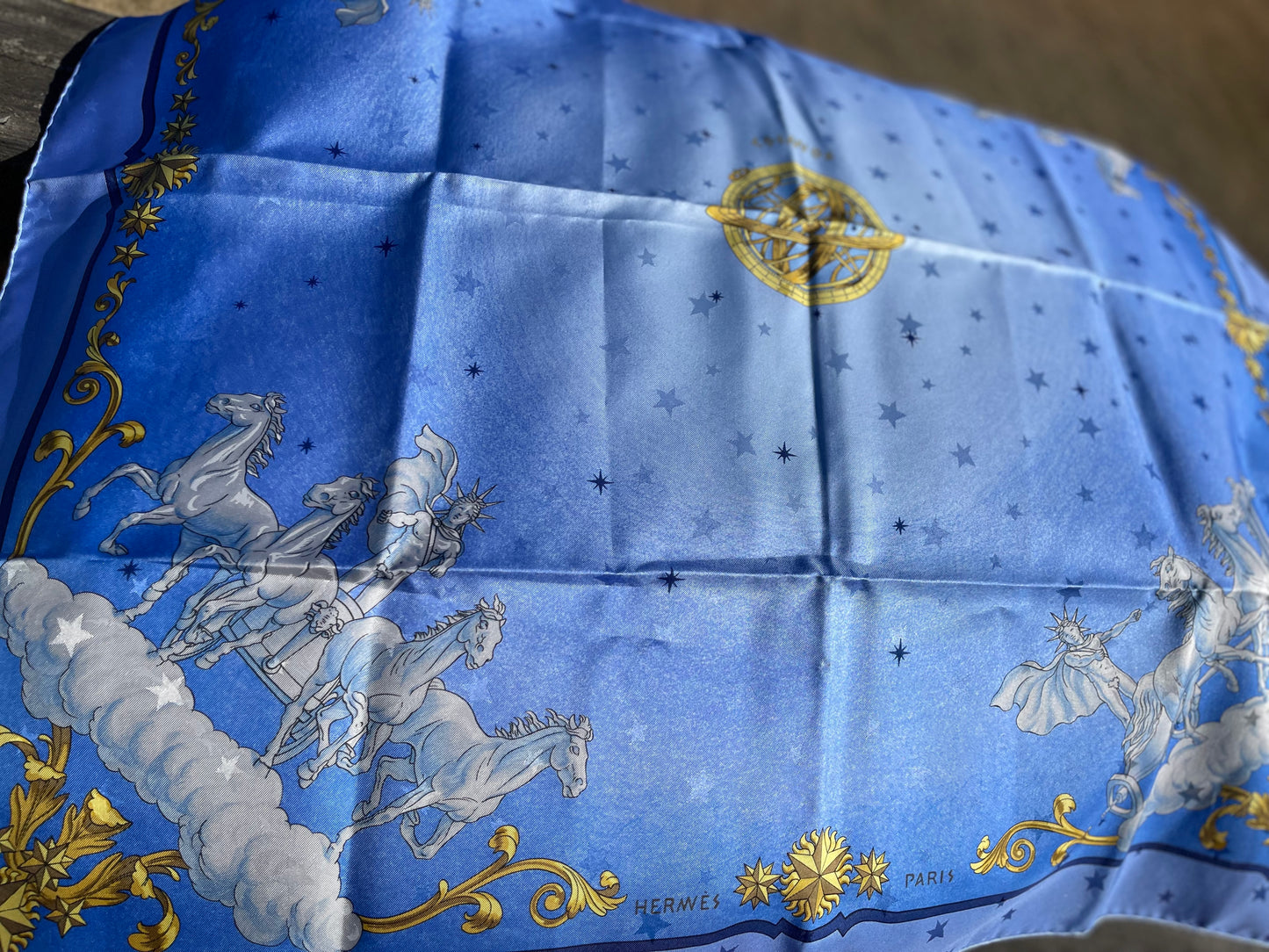 HERMÉS Blue 90 Silk Scarf 90 ‘COSMOS