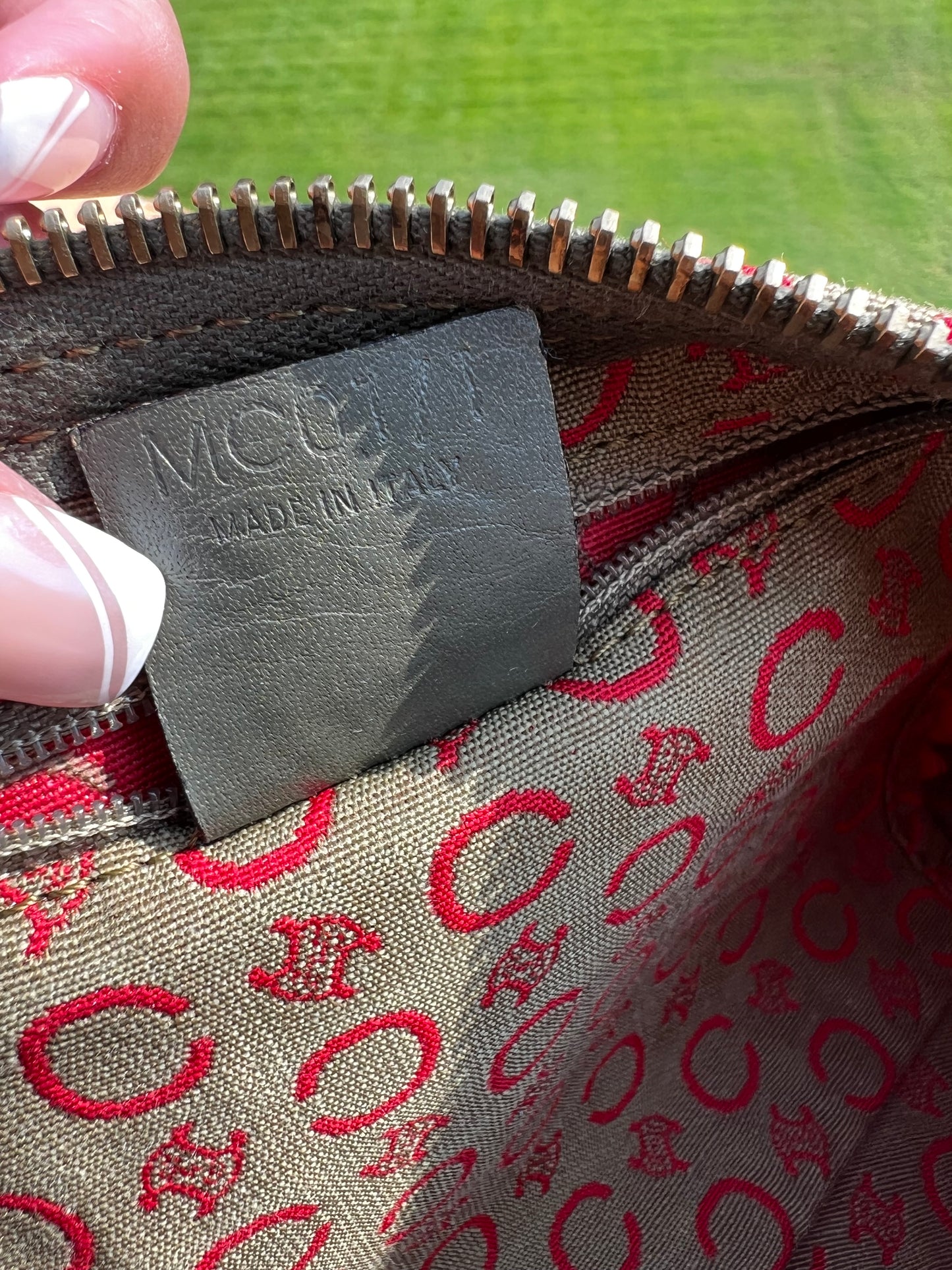 CELINE Monogram Shoulder Bag Vintage – Khaki/Red Monogram