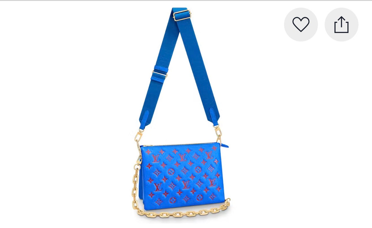 Louis Vuitton Lambskin Embossed Monogram Vuittamins Coussin PM Blue Red