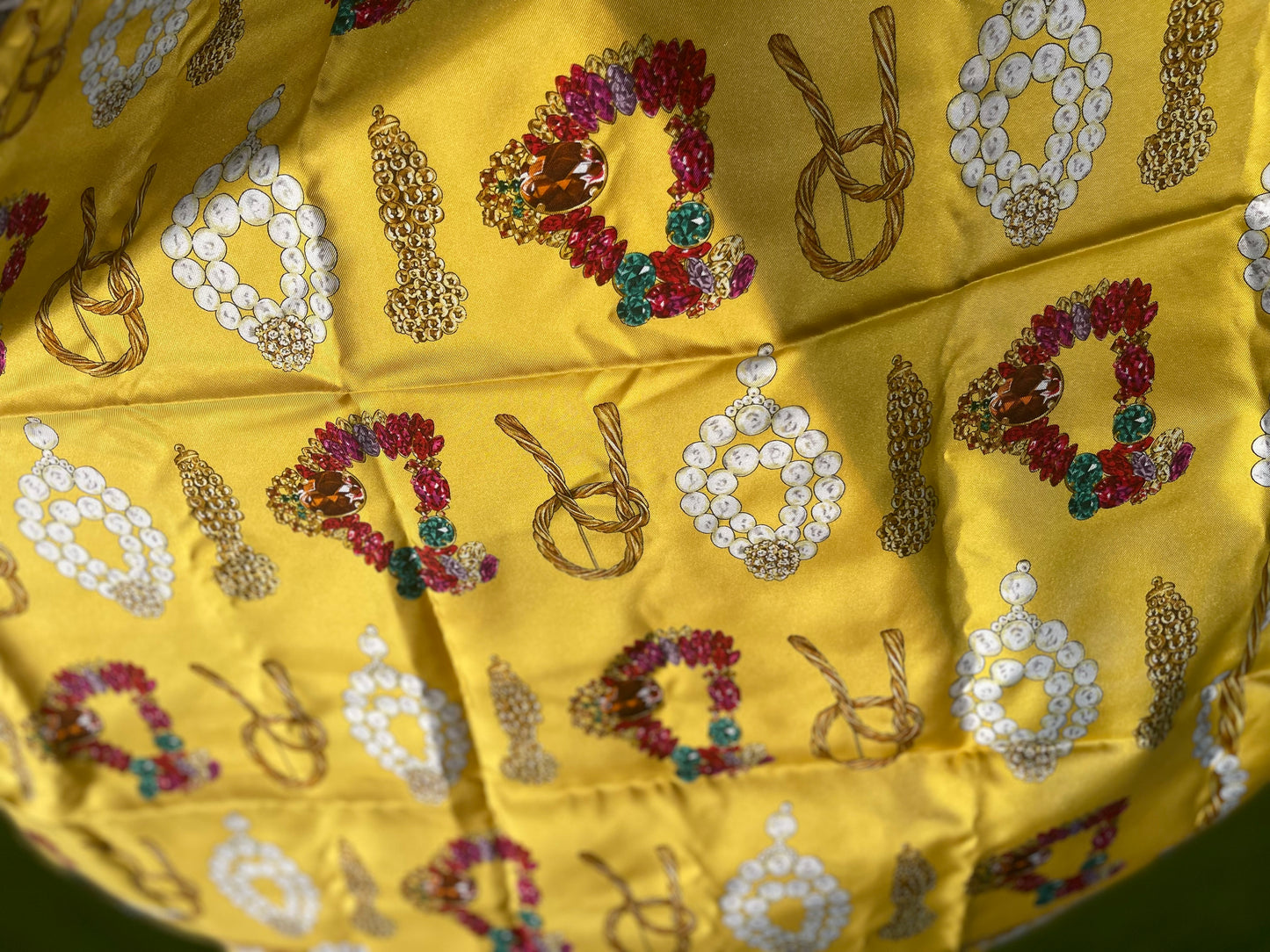 DIOR Scarf Yellow Roses & Ropes Novelty - Twill Silk Square