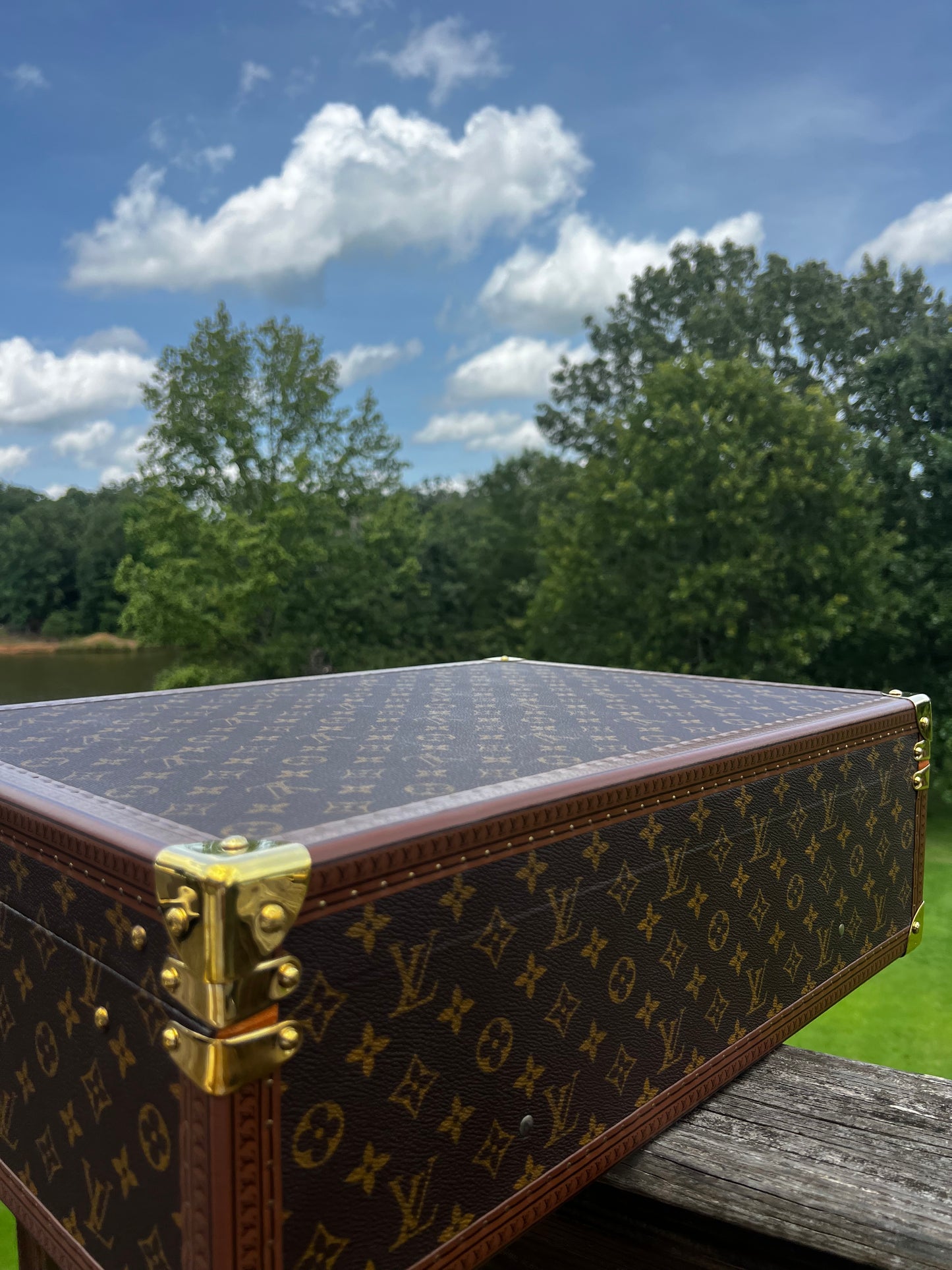 Louis Vuitton Monogram Bisten Trunk Suitcase 50 with key and luggage tag