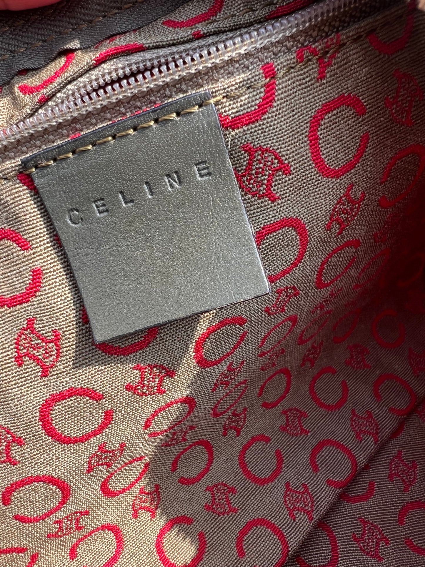 CELINE Monogram Shoulder Bag Vintage – Khaki/Red Monogram