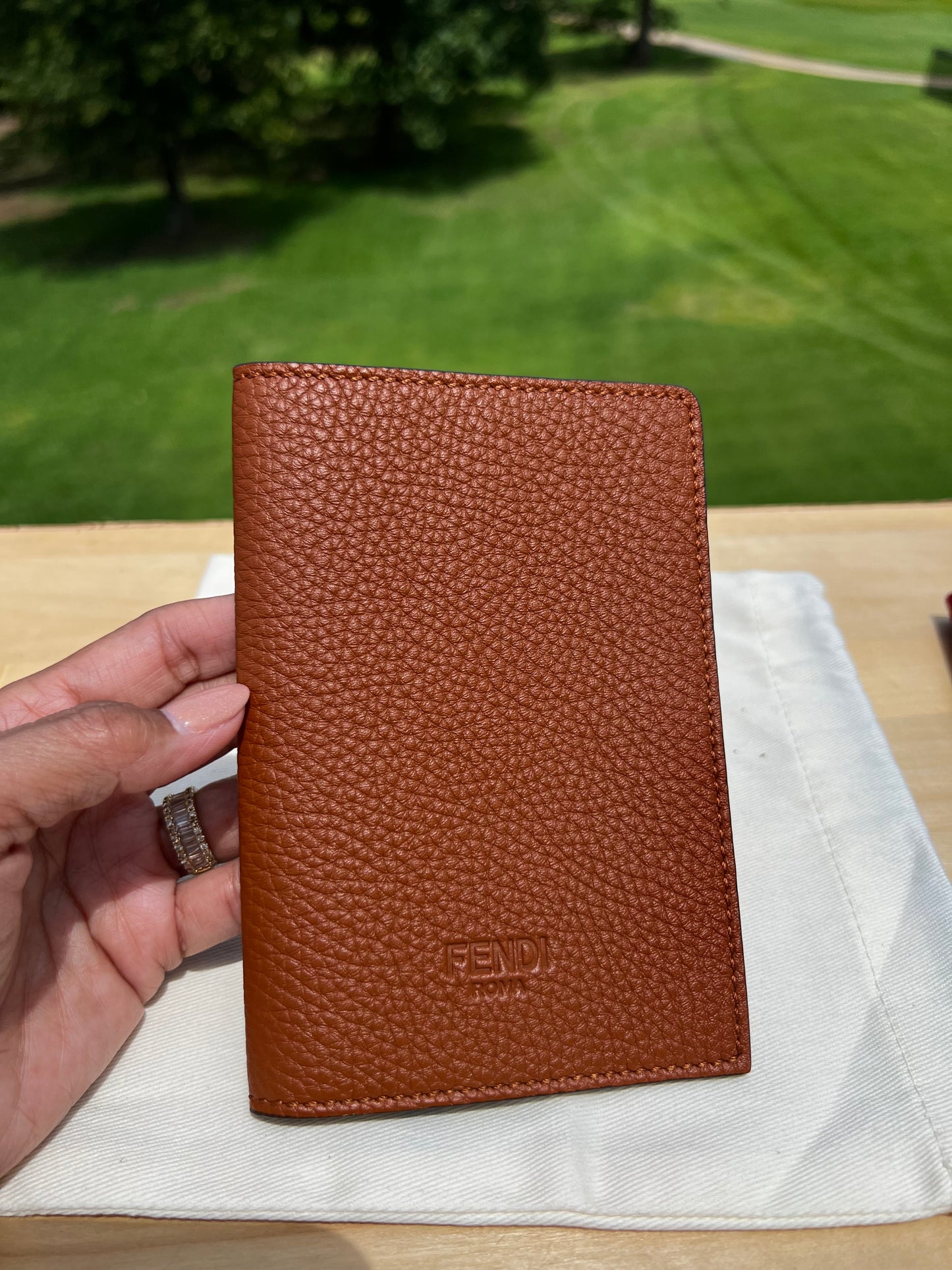 FENDI Passport Holder – Grained Black Leather