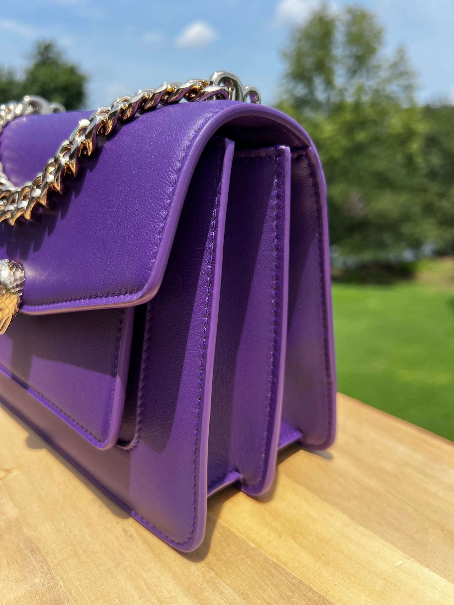BVLGARI Serpenti Forever Leather Cross‑Body Bag (Purple)