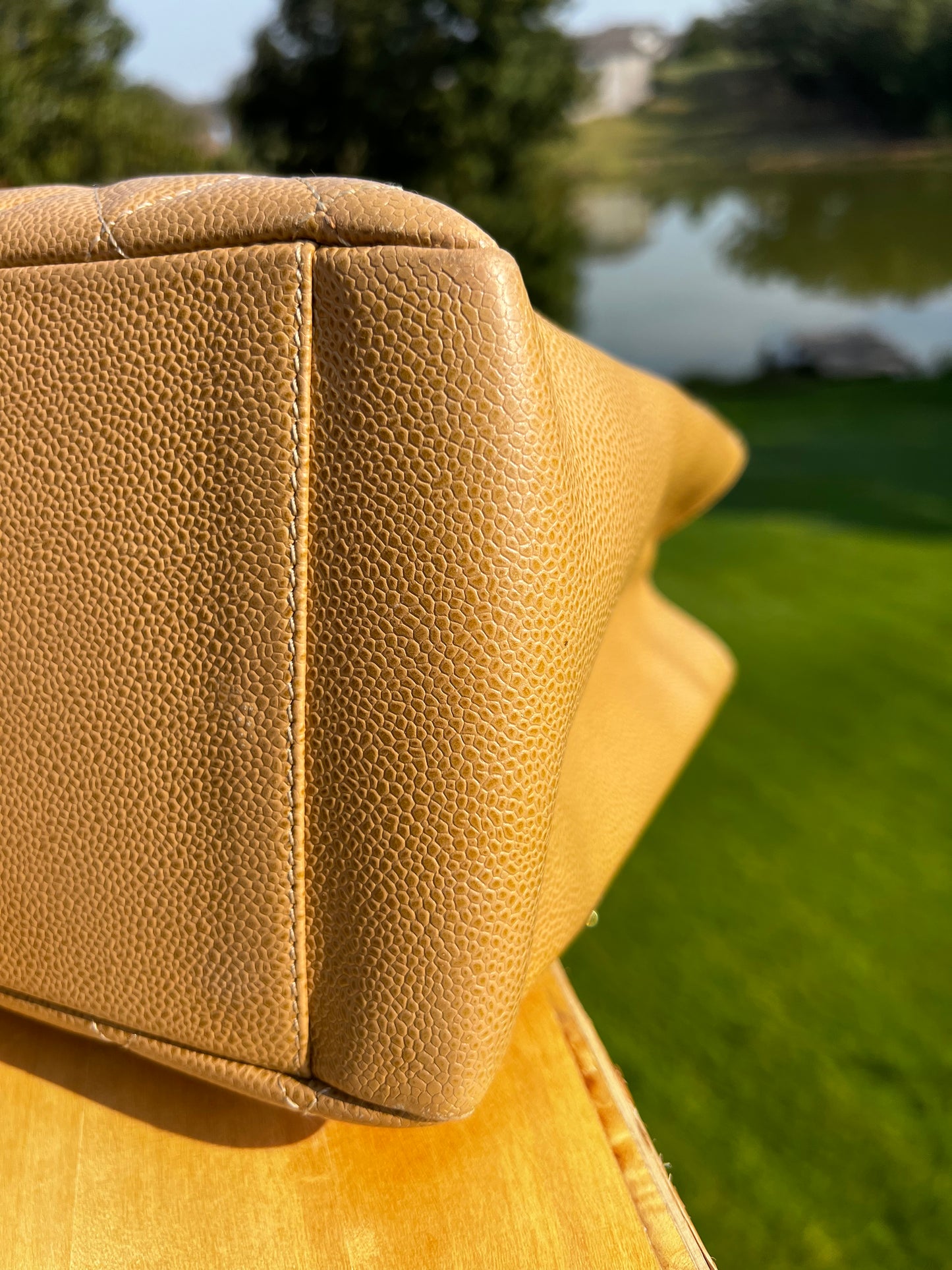 CHANEL Caviar Leather Grand Shopping Tote (GST) – Beige Quilted Shoulder Bag