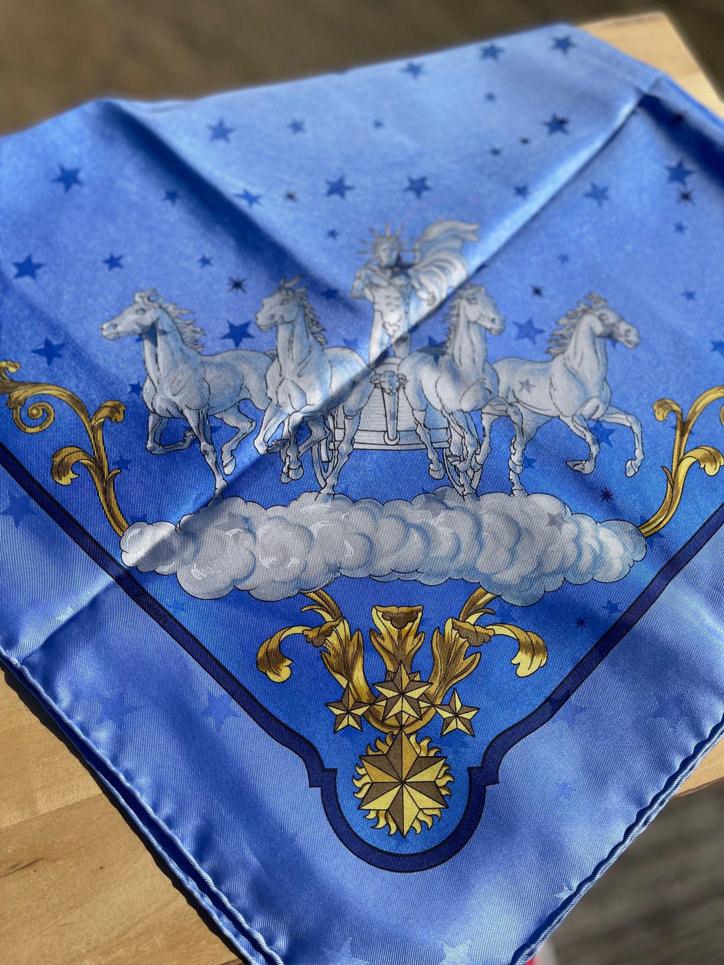 HERMÉS Blue 90 Silk Scarf 90 ‘COSMOS