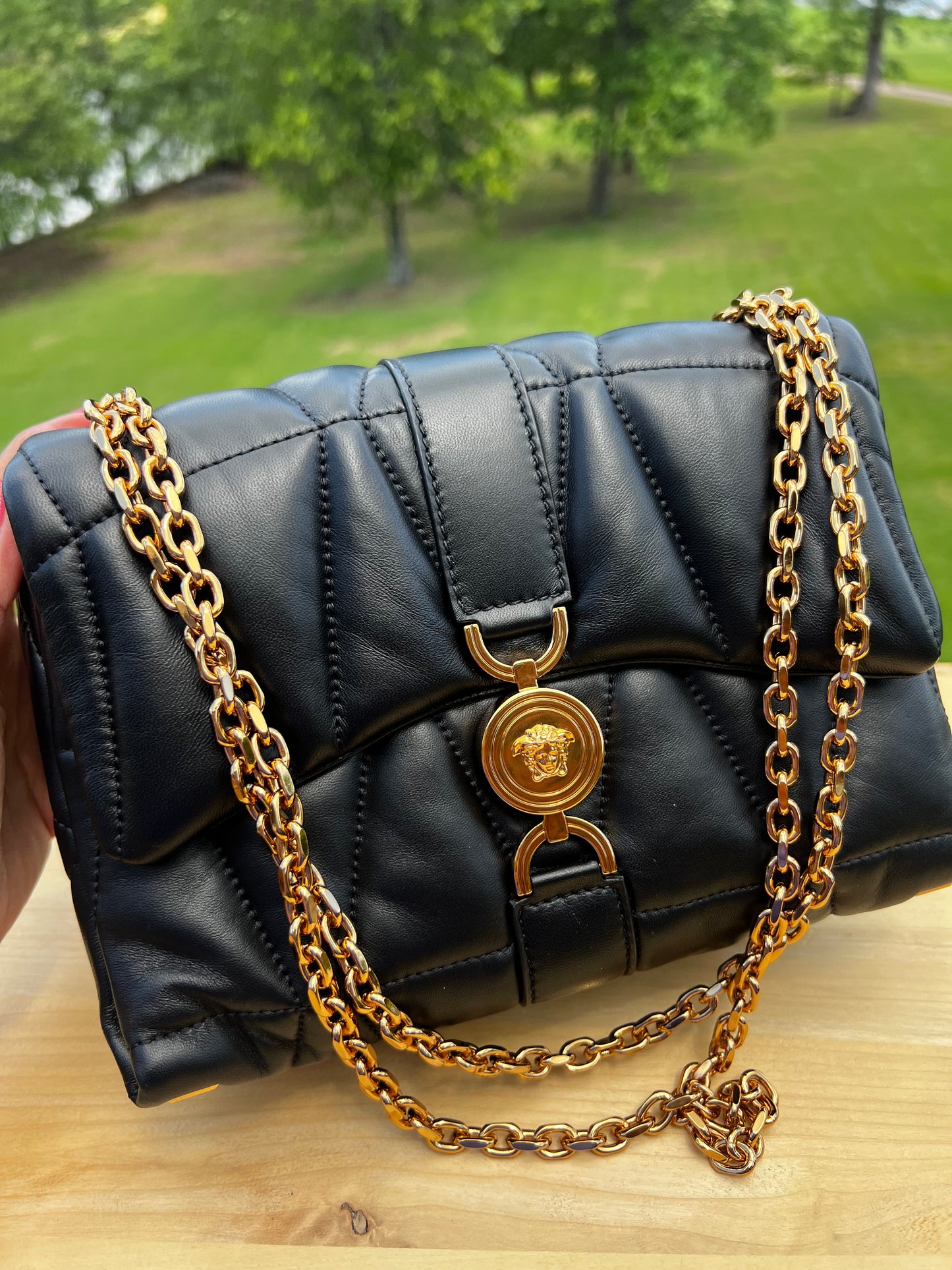 VERSACE
Nappa Quilted Kleio Shoulder Bag