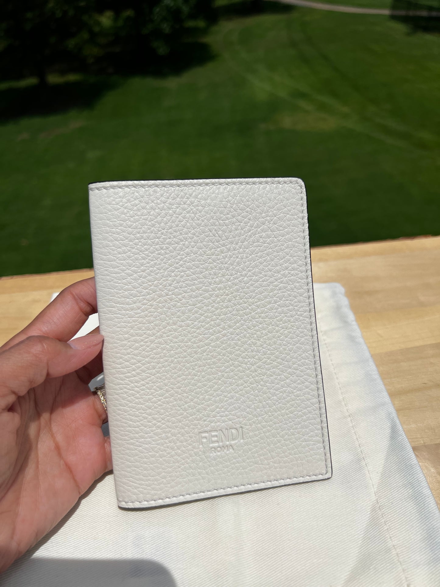FENDI Passport Holder – Grained Black Leather