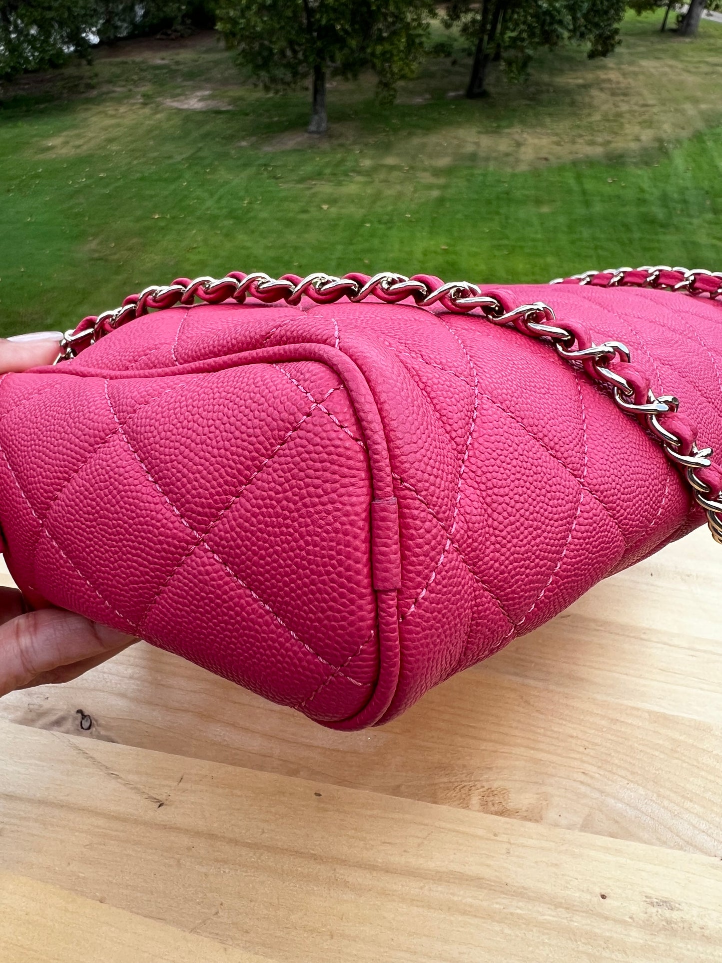 CHANEL Caviar Quilted Small In & Out Camera Case – Pink