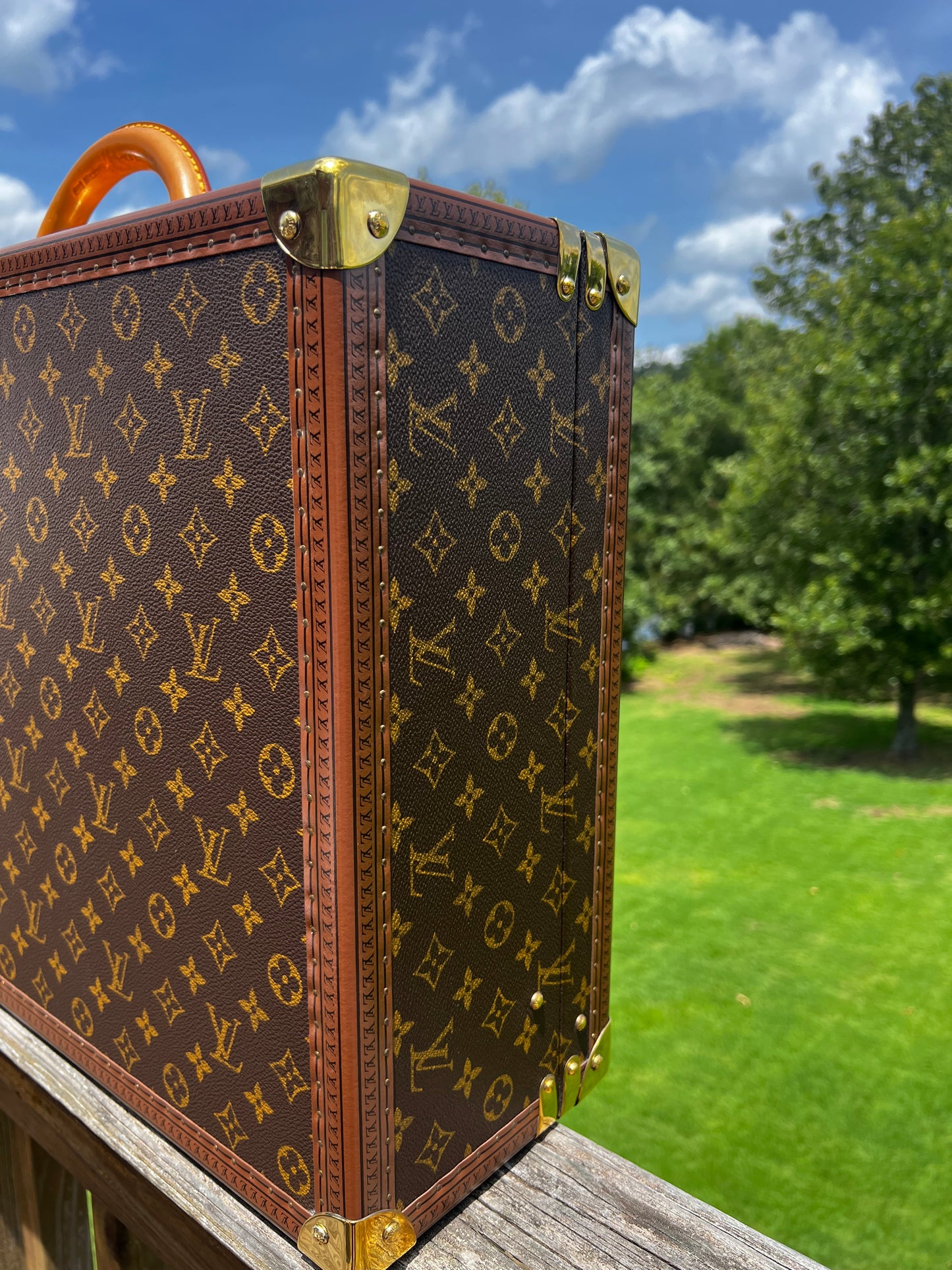 Louis Vuitton Monogram Bisten Trunk Suitcase 50 with key and luggage tag
