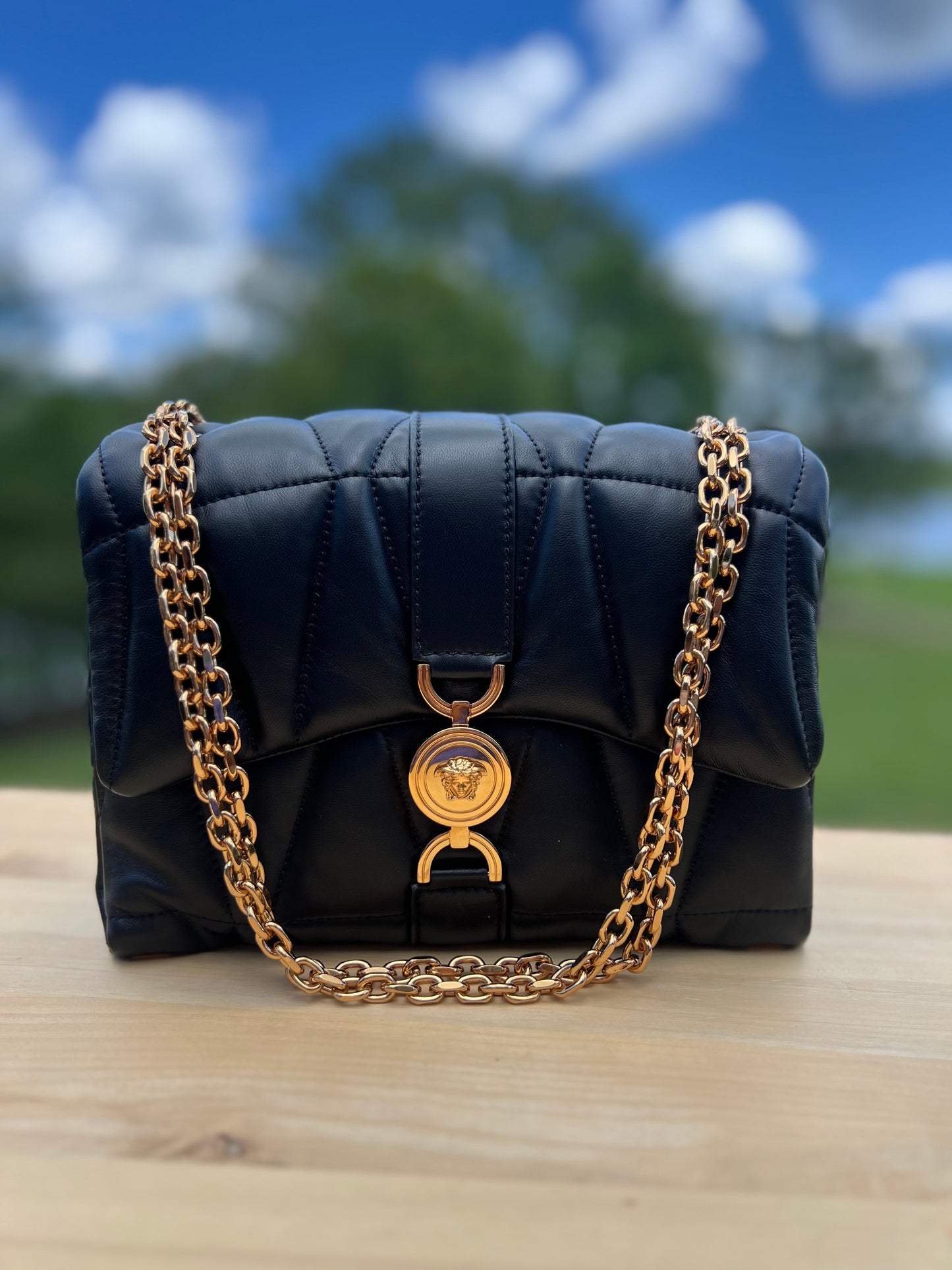 VERSACE
Nappa Quilted Kleio Shoulder Bag