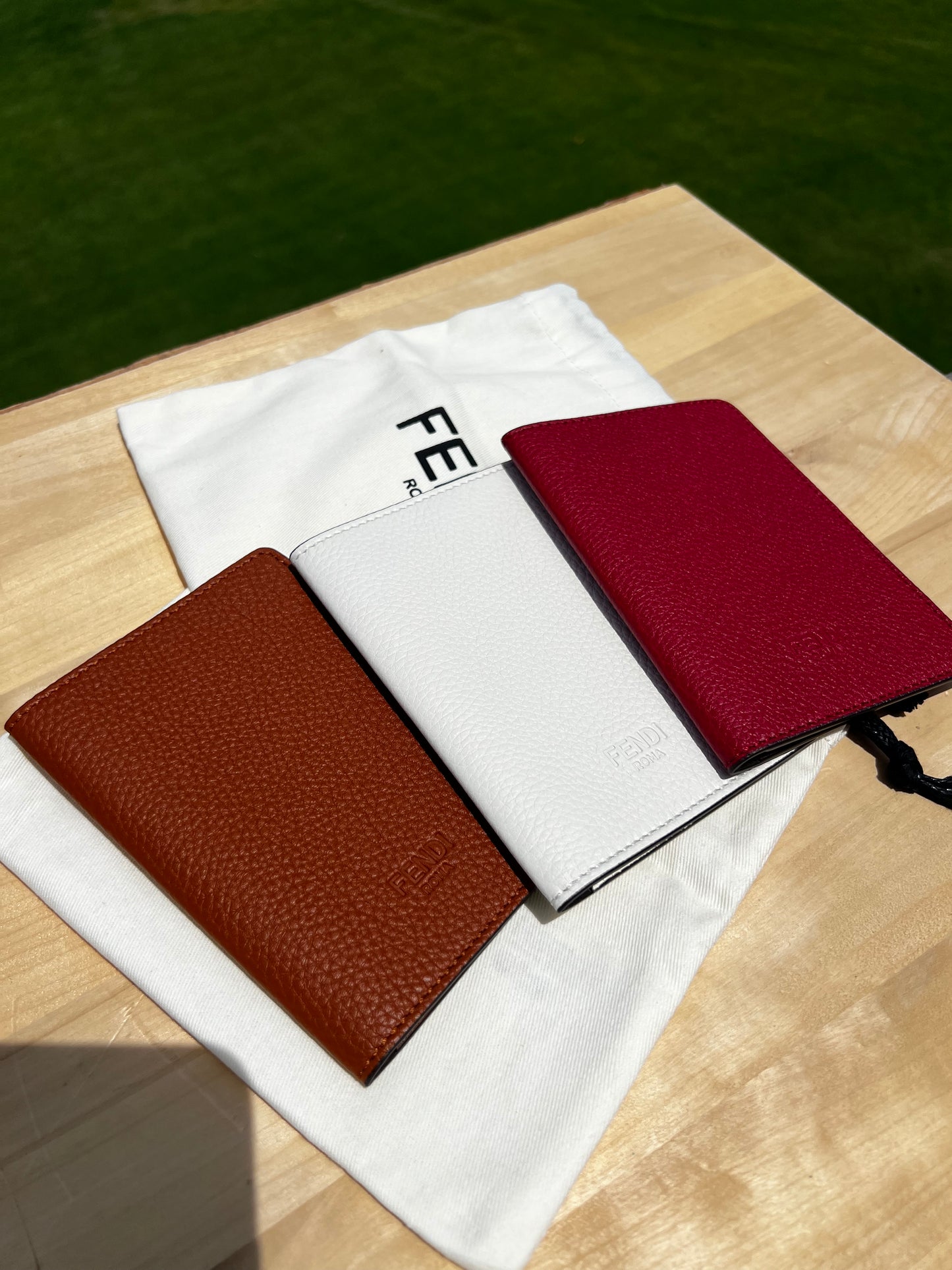 FENDI Passport Holder – Grained Black Leather