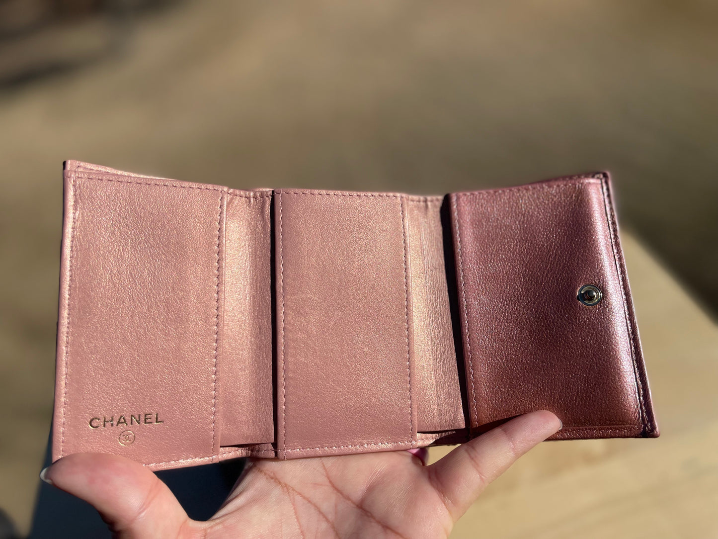 CHANEL Reissue 2.55 Trifold Compact Wallet Rose Gold Lambskin Leather