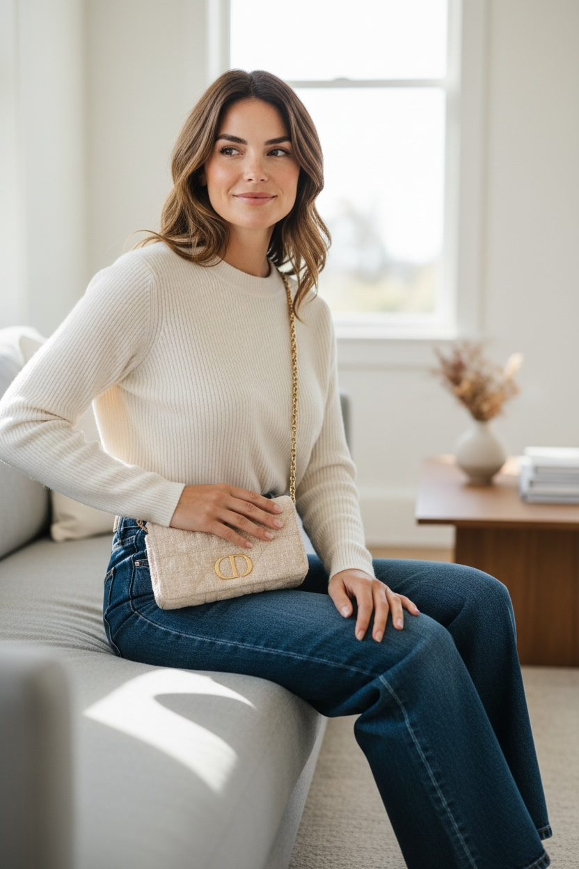 Christian Dior Linen Macrocannage Caro Bag Rose