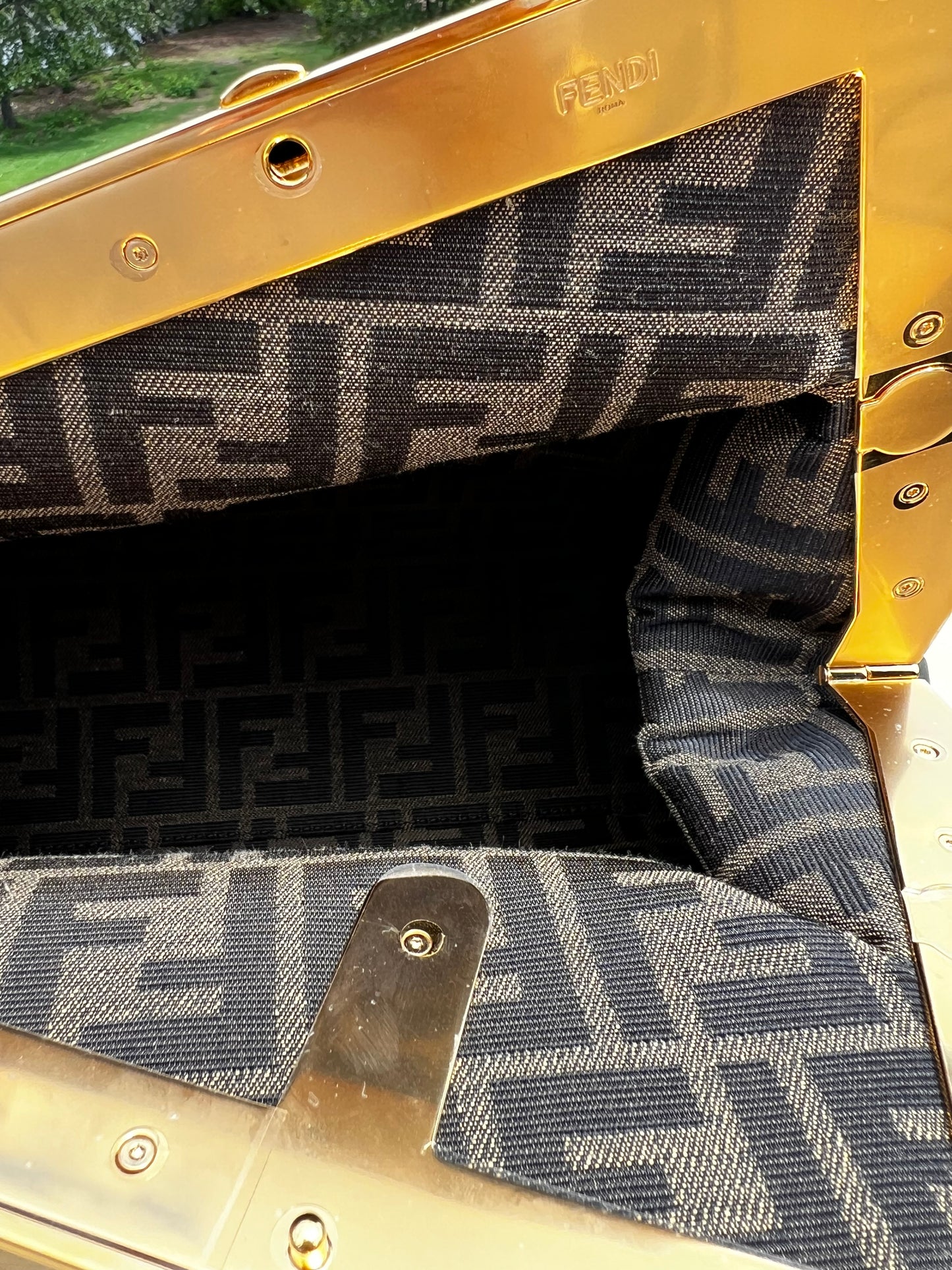 Fendi First Small Bag – Black Nappa Leather with Oversized F Clasp
