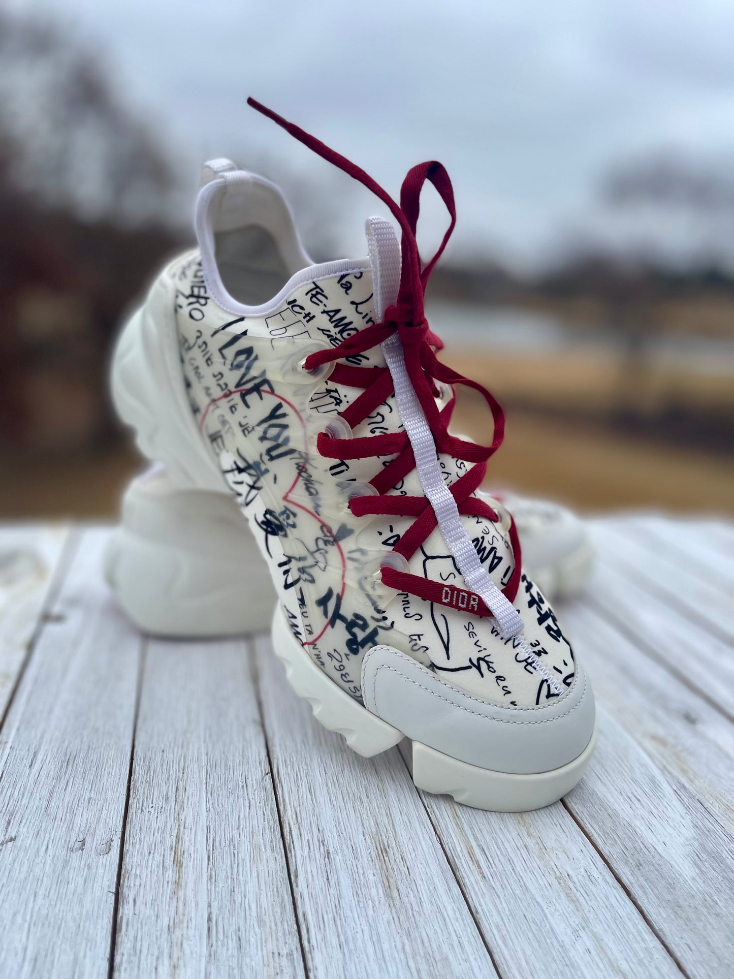 CHRISTIAN DIOR
Neoprene Rubber Dioramour Womens D-Connect Sneakers 39 mWhite Red