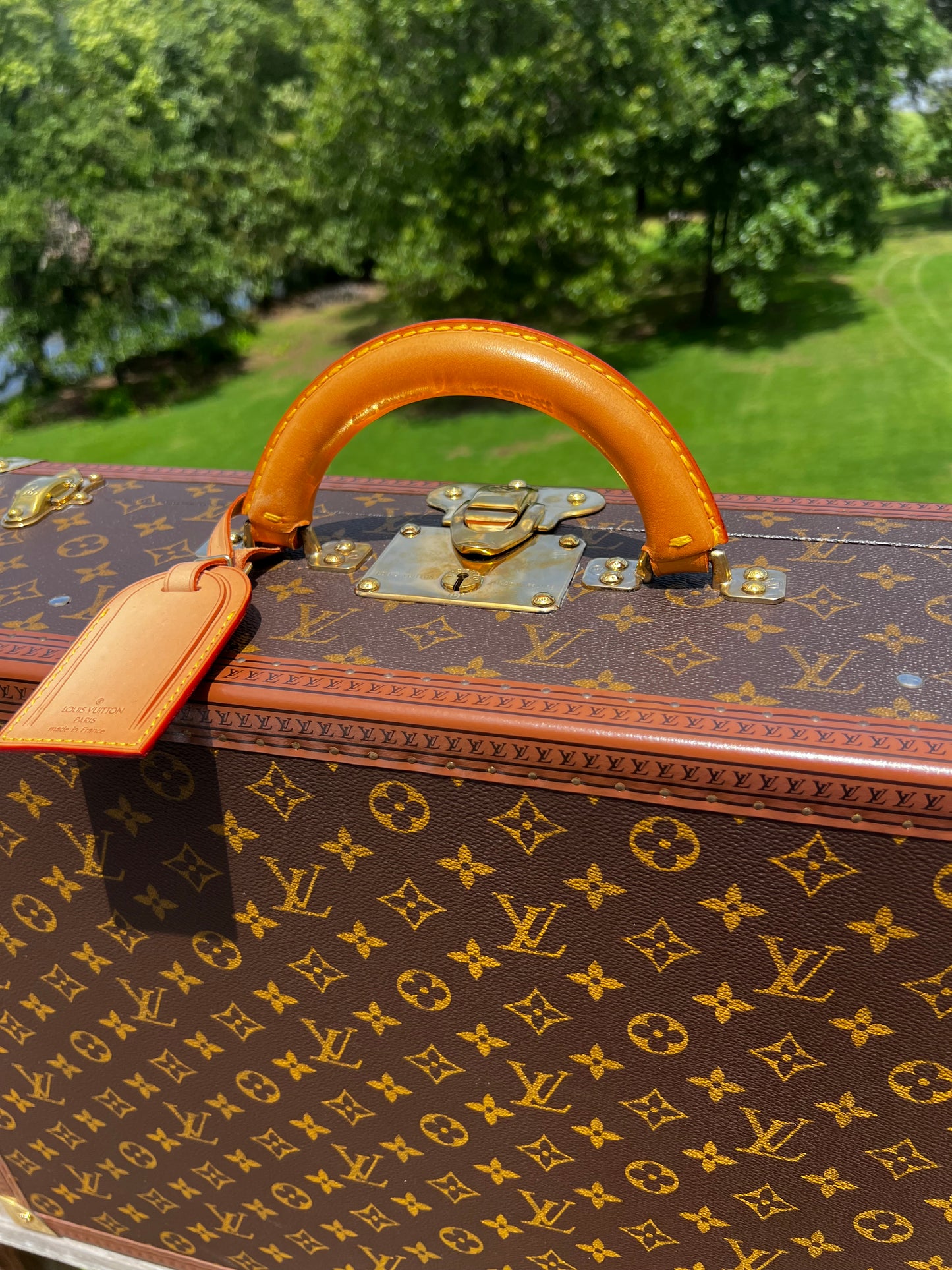 Louis Vuitton Monogram Bisten Trunk Suitcase 50 with key and luggage tag