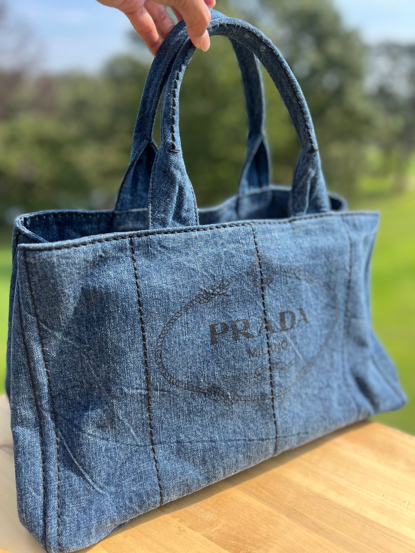 PRADA Denim Tote Bag – Medium Size | Authentic Pre-Loved Designer Handbag