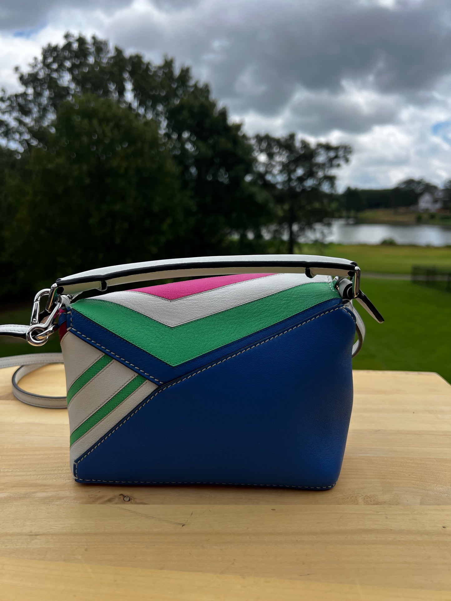 LOEWE Puzzle Mini Bag – Multicolor Chevron Leather