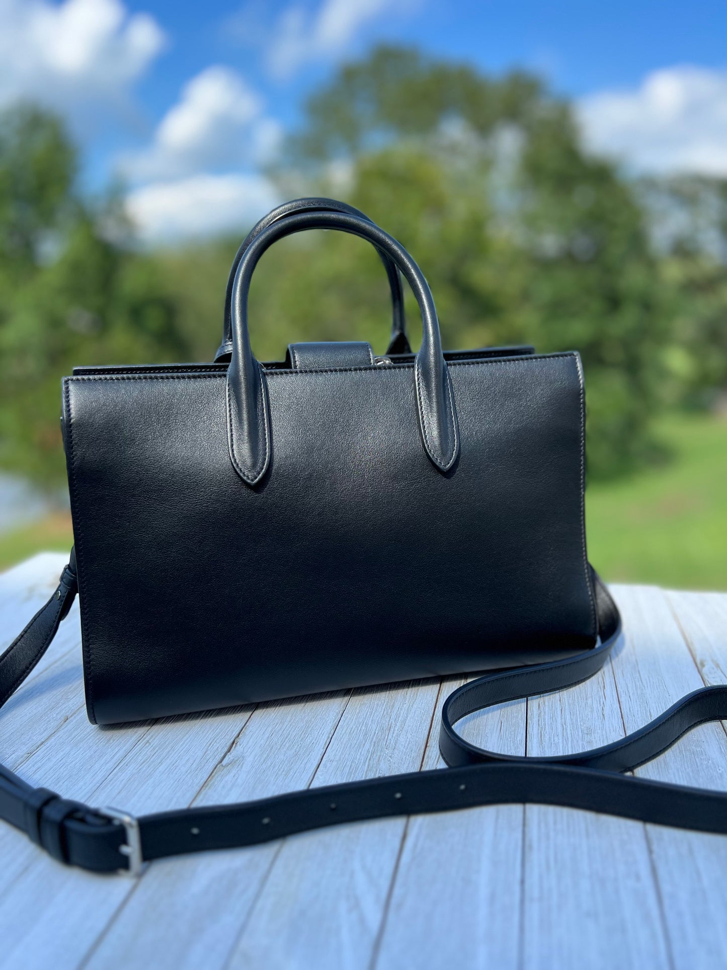 Yves Saint Laurent Medium Jane Tote Bag in Black Calfskin