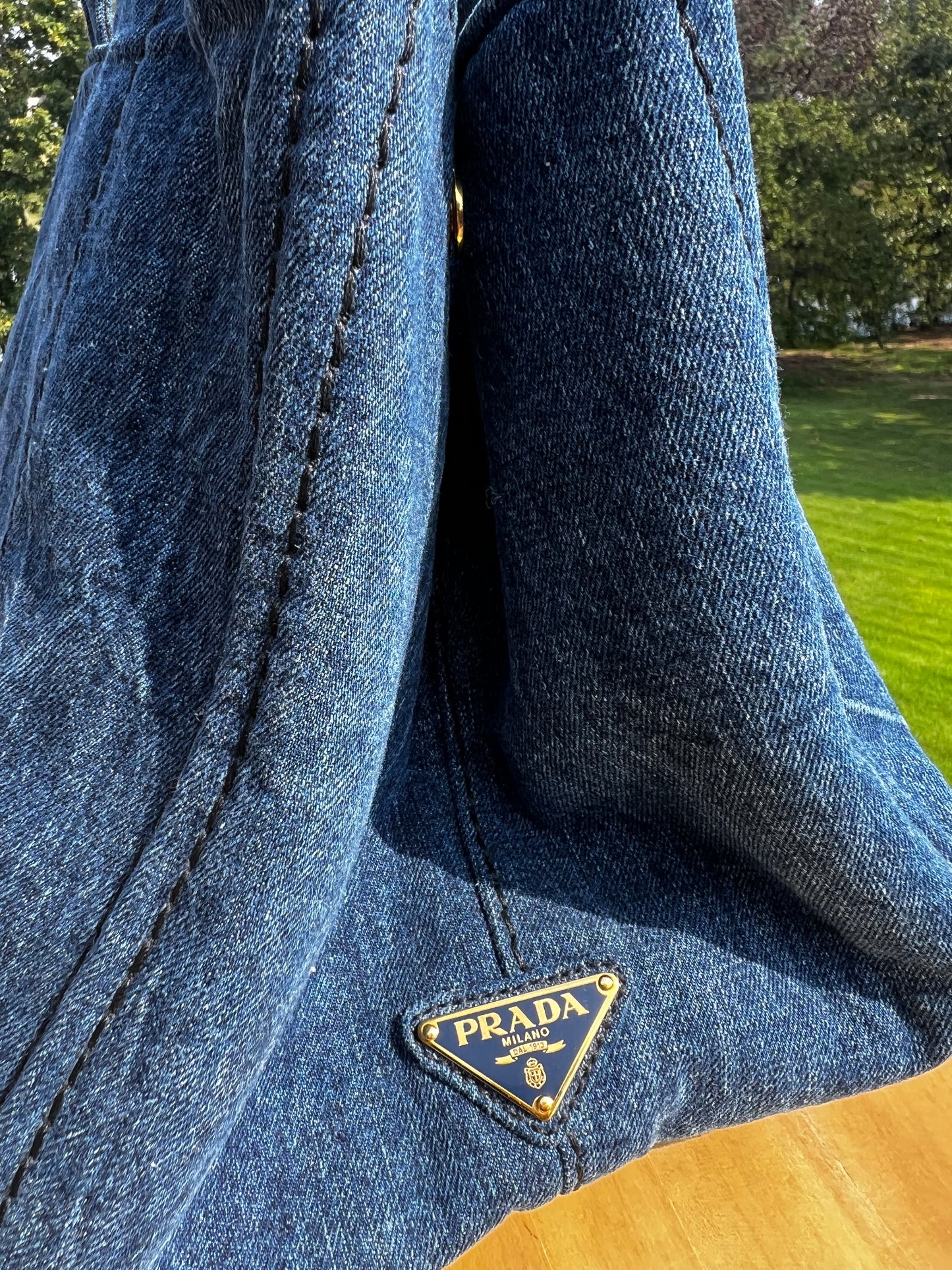 PRADA Denim Tote Bag – Medium Size | Authentic Pre-Loved Designer Handbag