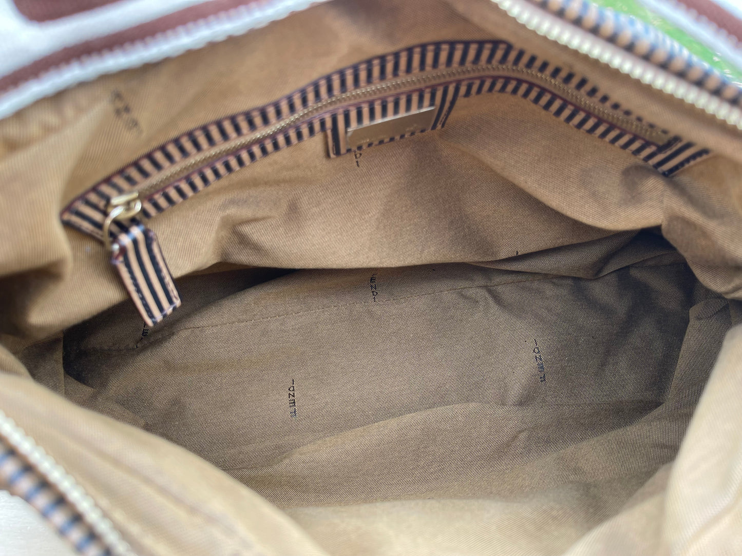 Fendi Brown FF Perforated Logo Stripe Leather Chef Hobo