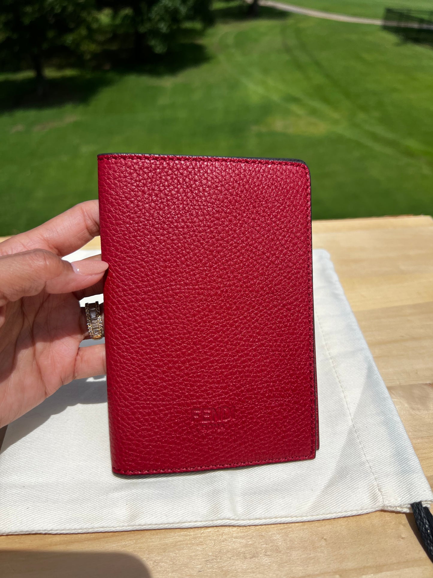 FENDI Passport Holder – Grained Black Leather