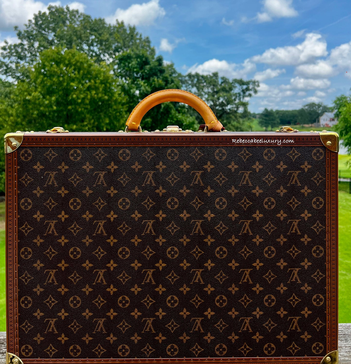 Louis Vuitton Monogram Bisten Trunk Suitcase 50 with key and luggage tag