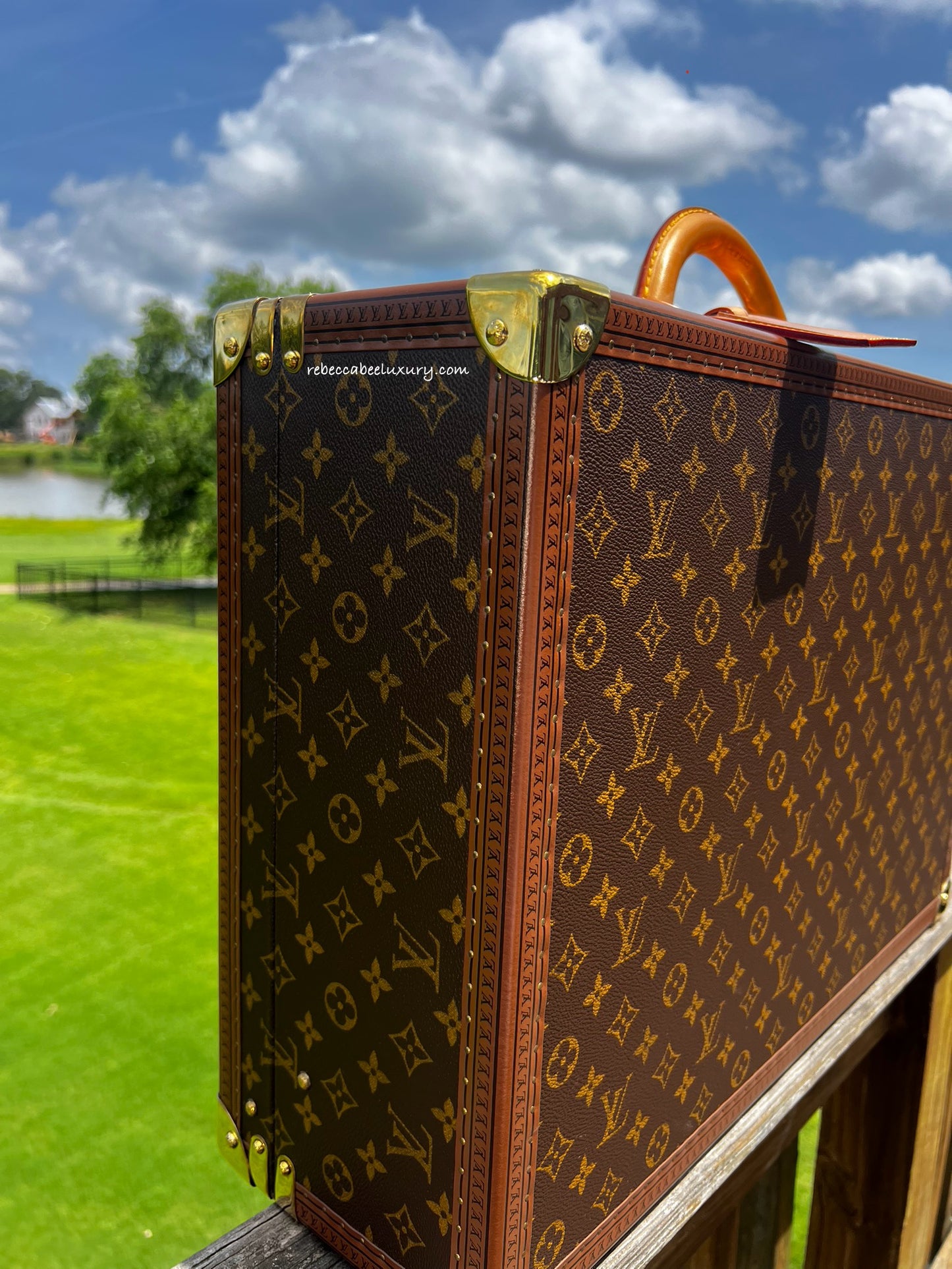 Louis Vuitton Monogram Bisten Trunk Suitcase 50 with key and luggage tag