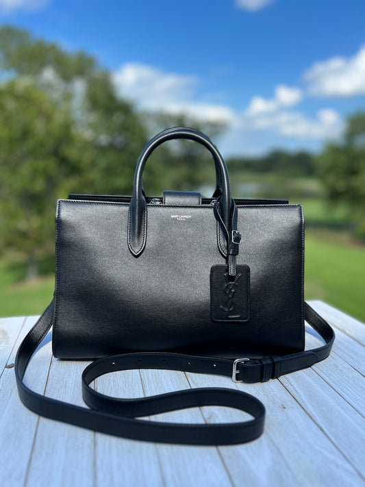 Yves Saint Laurent Medium Jane Tote Bag in Black Calfskin