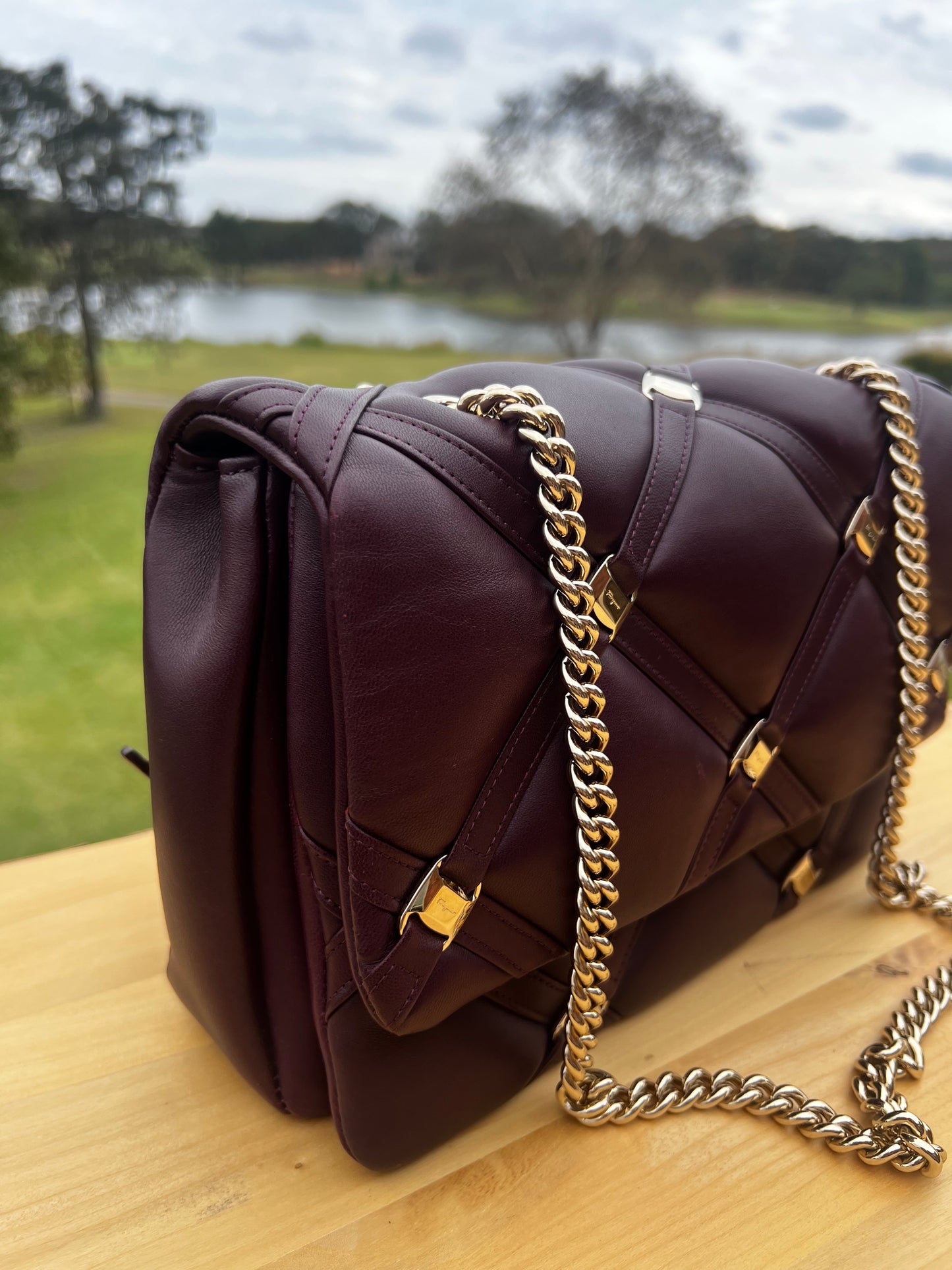 Salvatore Ferragamo
Vara Soft Studs Flap Bag Quilted Leather Small