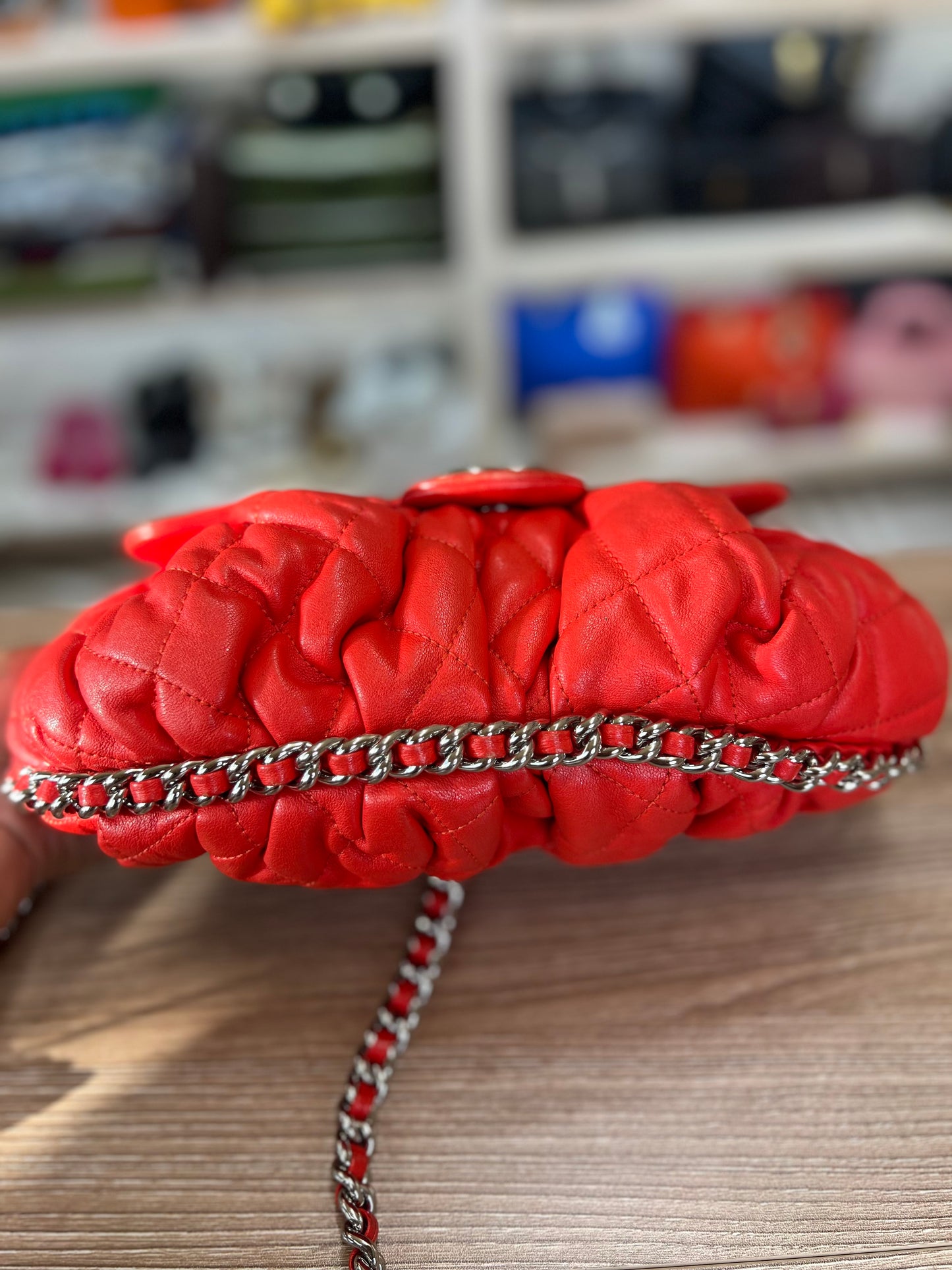 CHANEL Chain Around Flap Bag Quilted Leather Medium