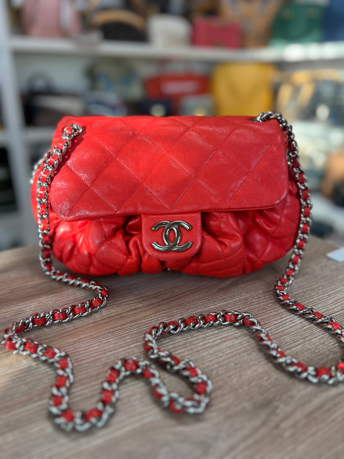 CHANEL Chain Around Flap Bag Quilted Leather Medium