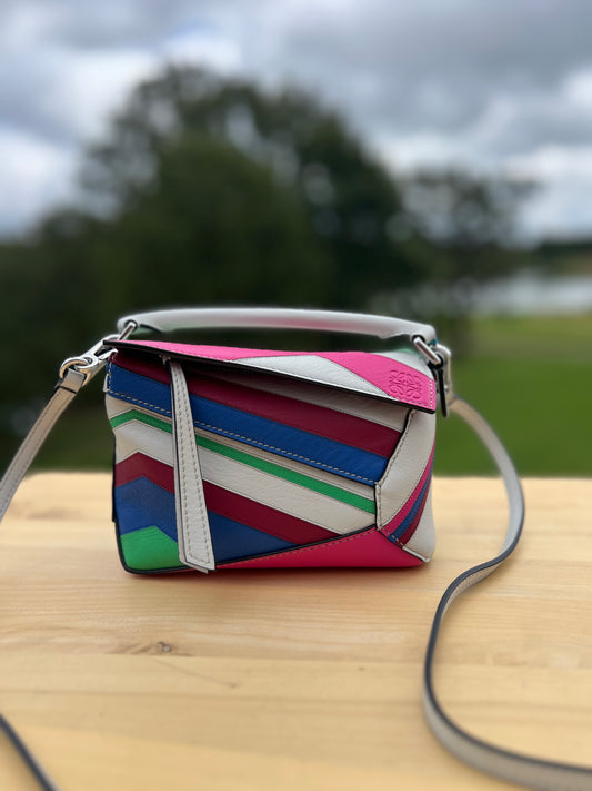 LOEWE Puzzle Mini Bag – Multicolor Chevron Leather