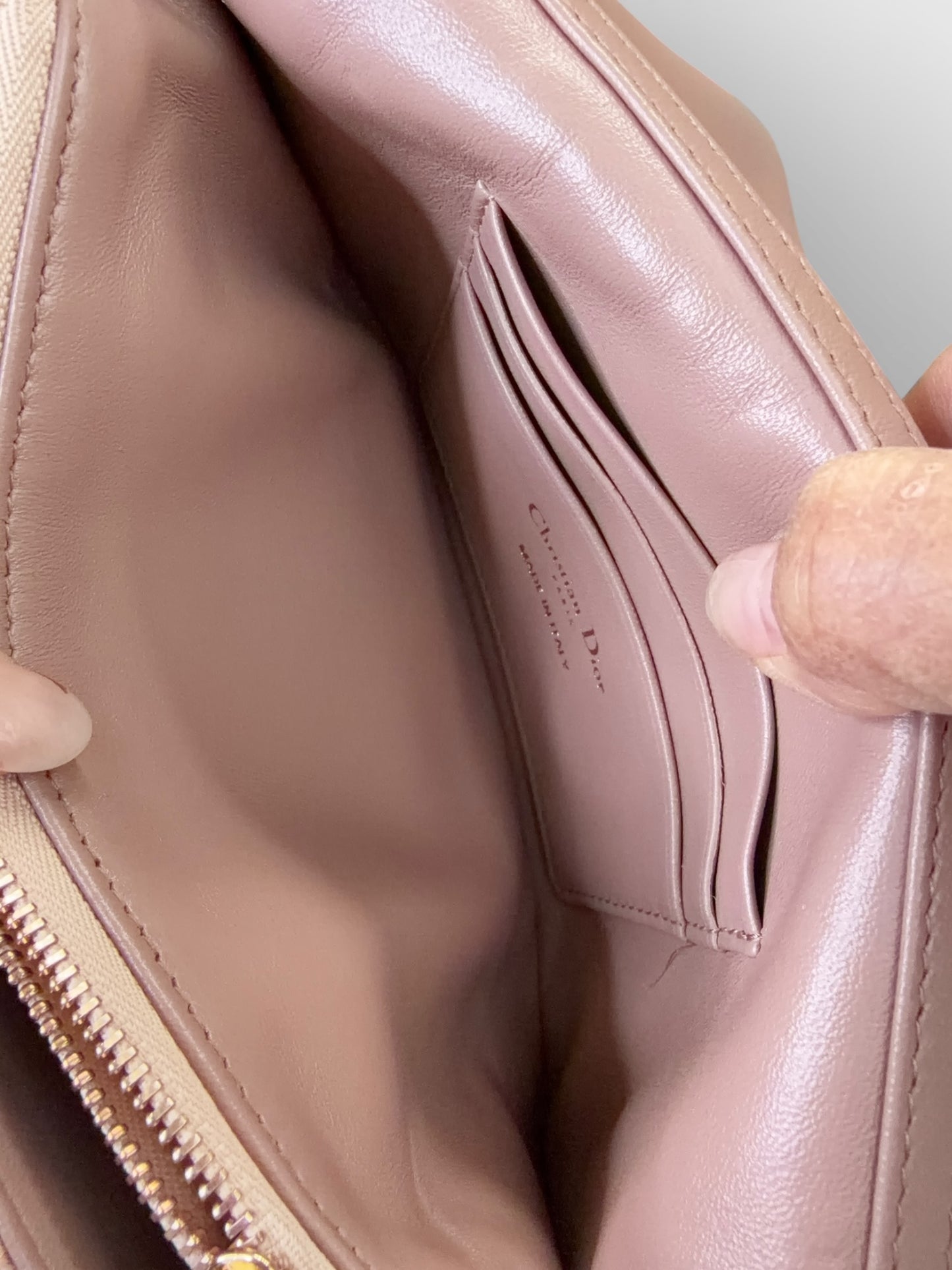 Christian Dior Linen Macrocannage Caro Bag Rose