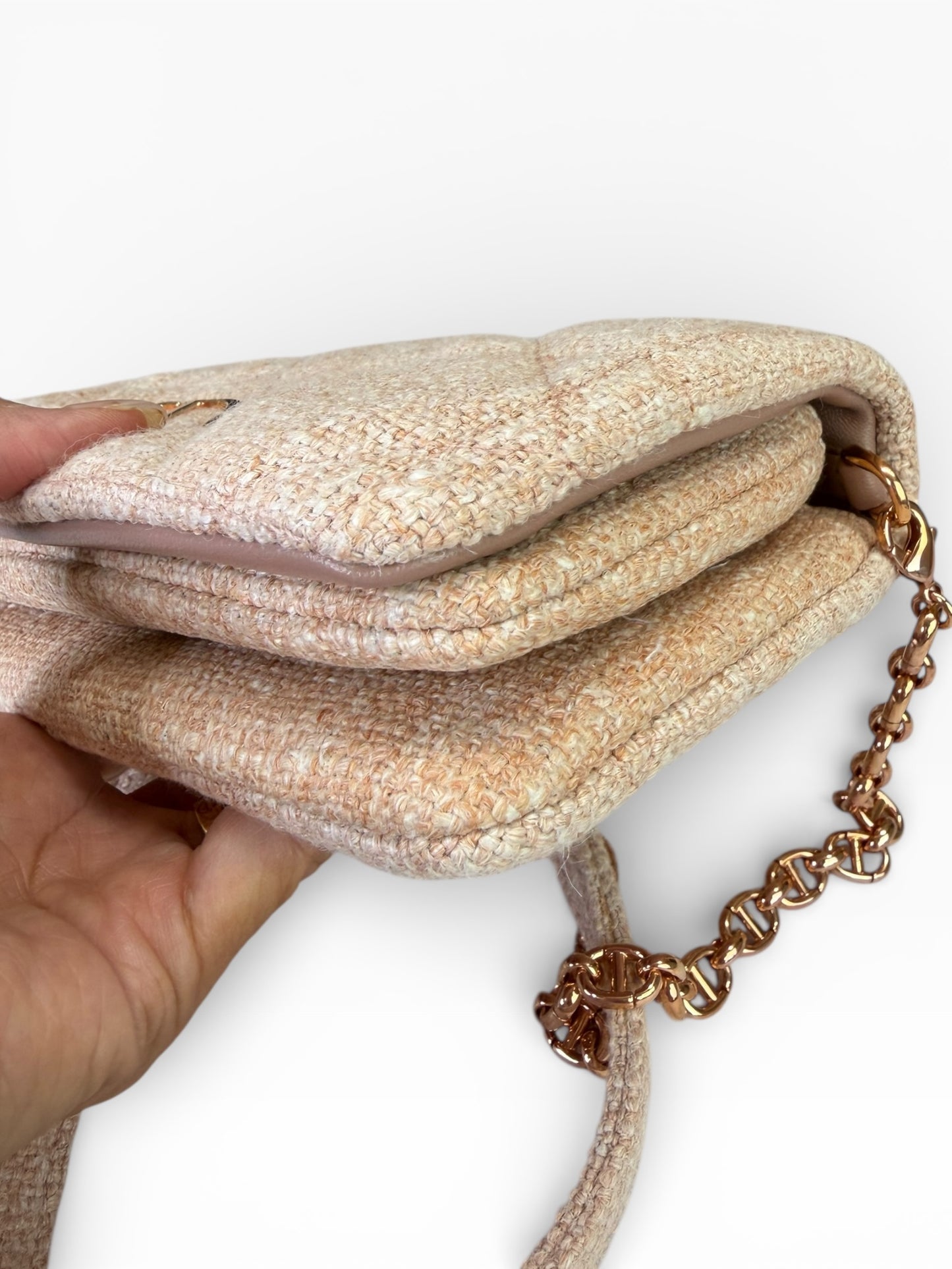 Christian Dior Linen Macrocannage Caro Bag Rose