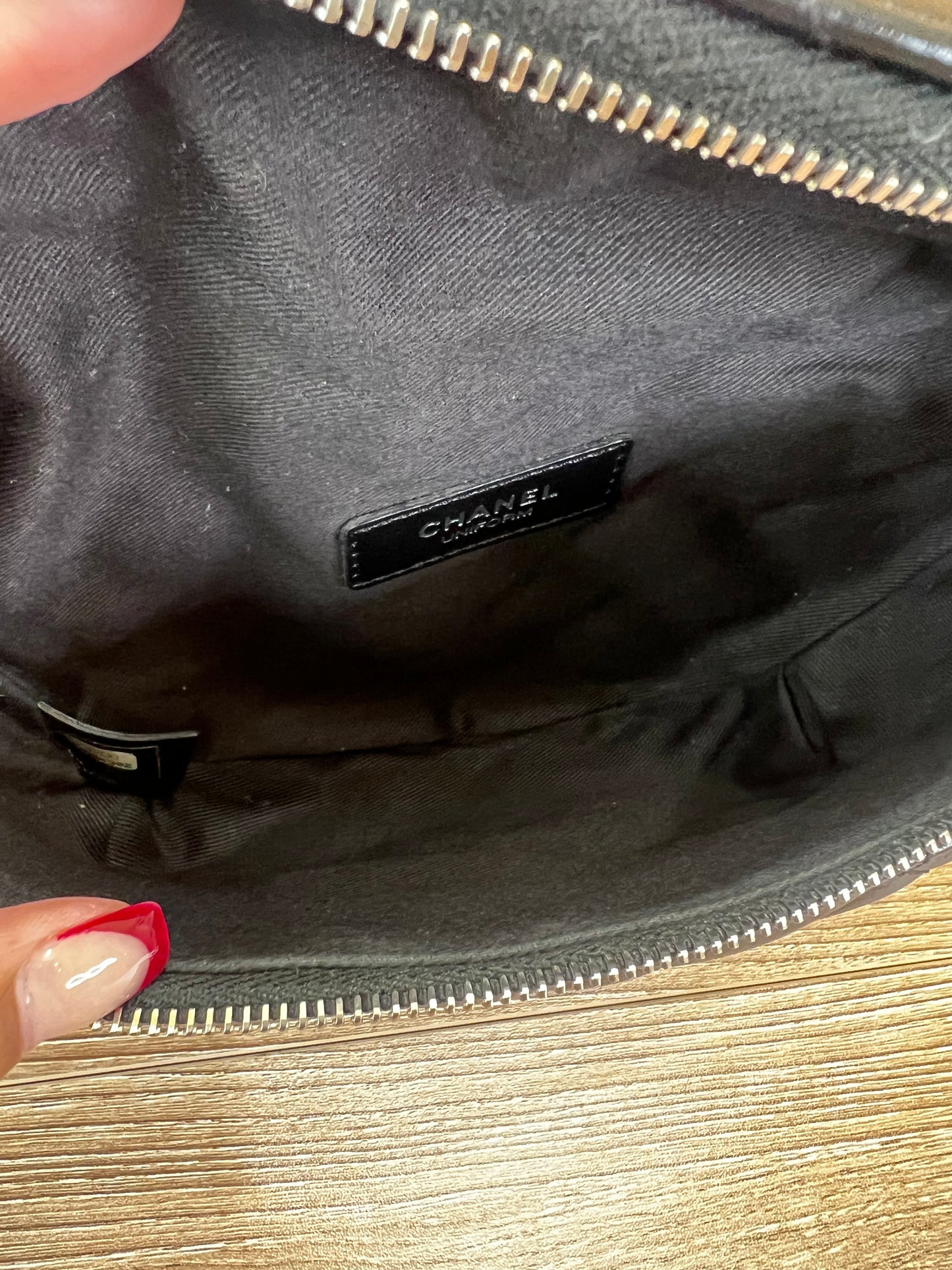 CHANEL

Calfskin Quilted Waist Belt Bag Black