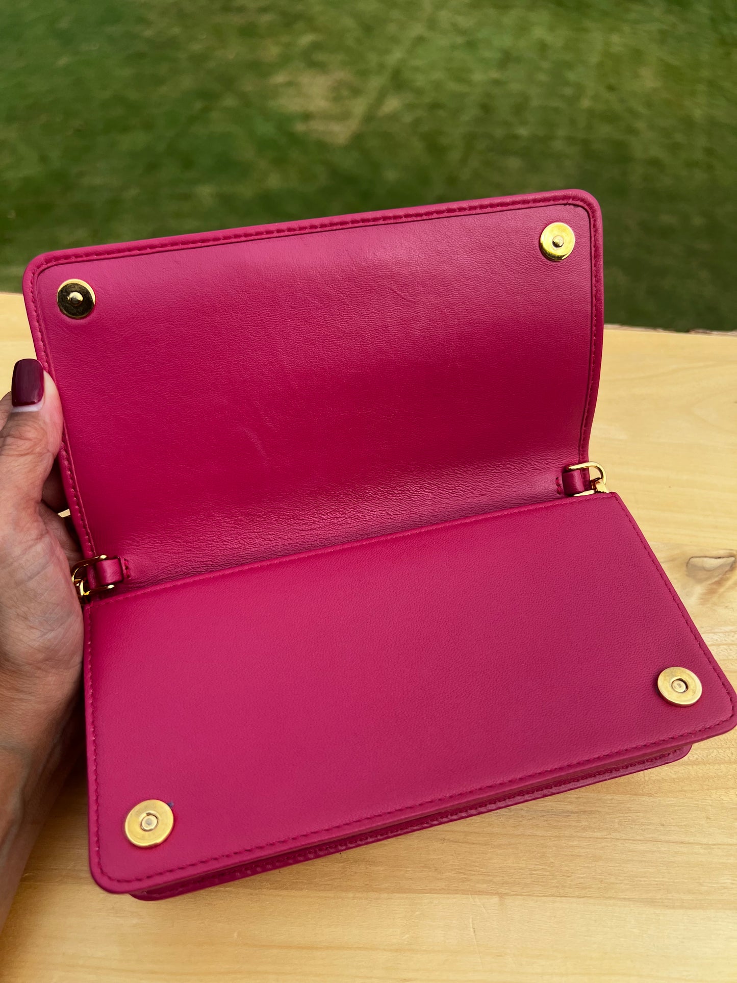 MIU MIU Matelassé Pink Leather Chain Wallet WOC