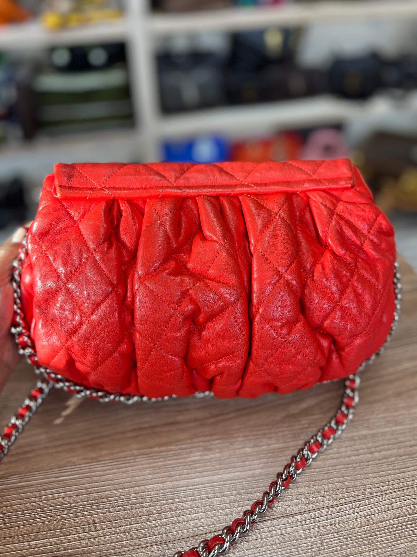 CHANEL Chain Around Flap Bag Quilted Leather Medium