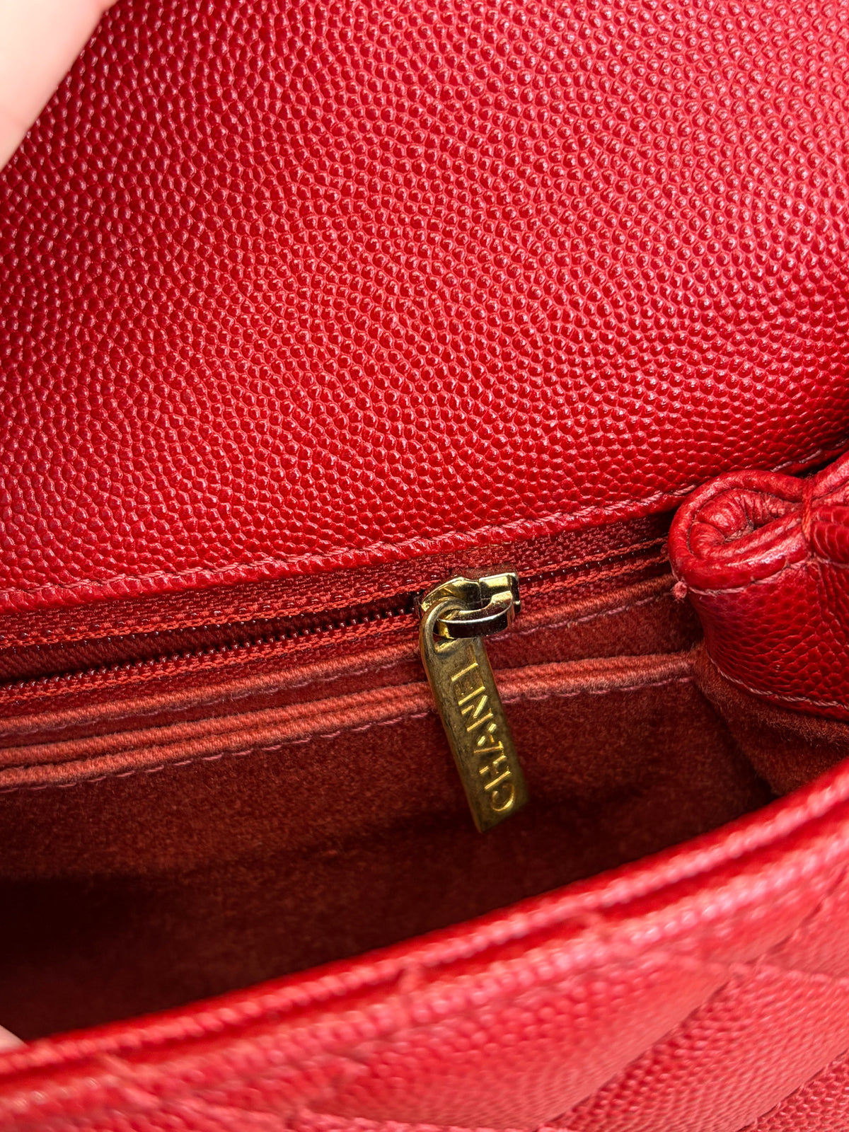 Chanel Caviar Quilted Mini Coco Handle Flap Red
