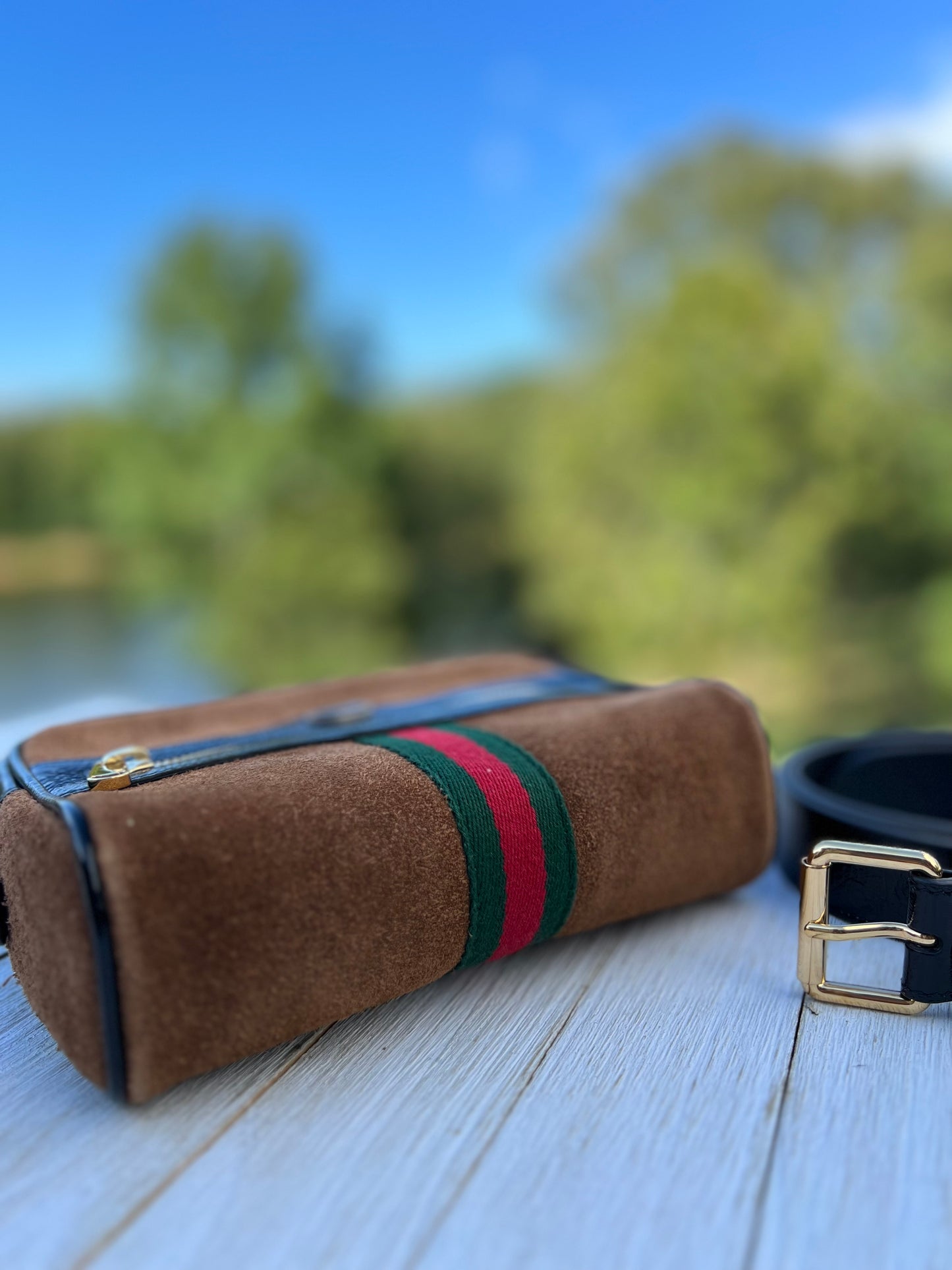 GUCCI Small Ophidia Belt Bag – Brown Suede