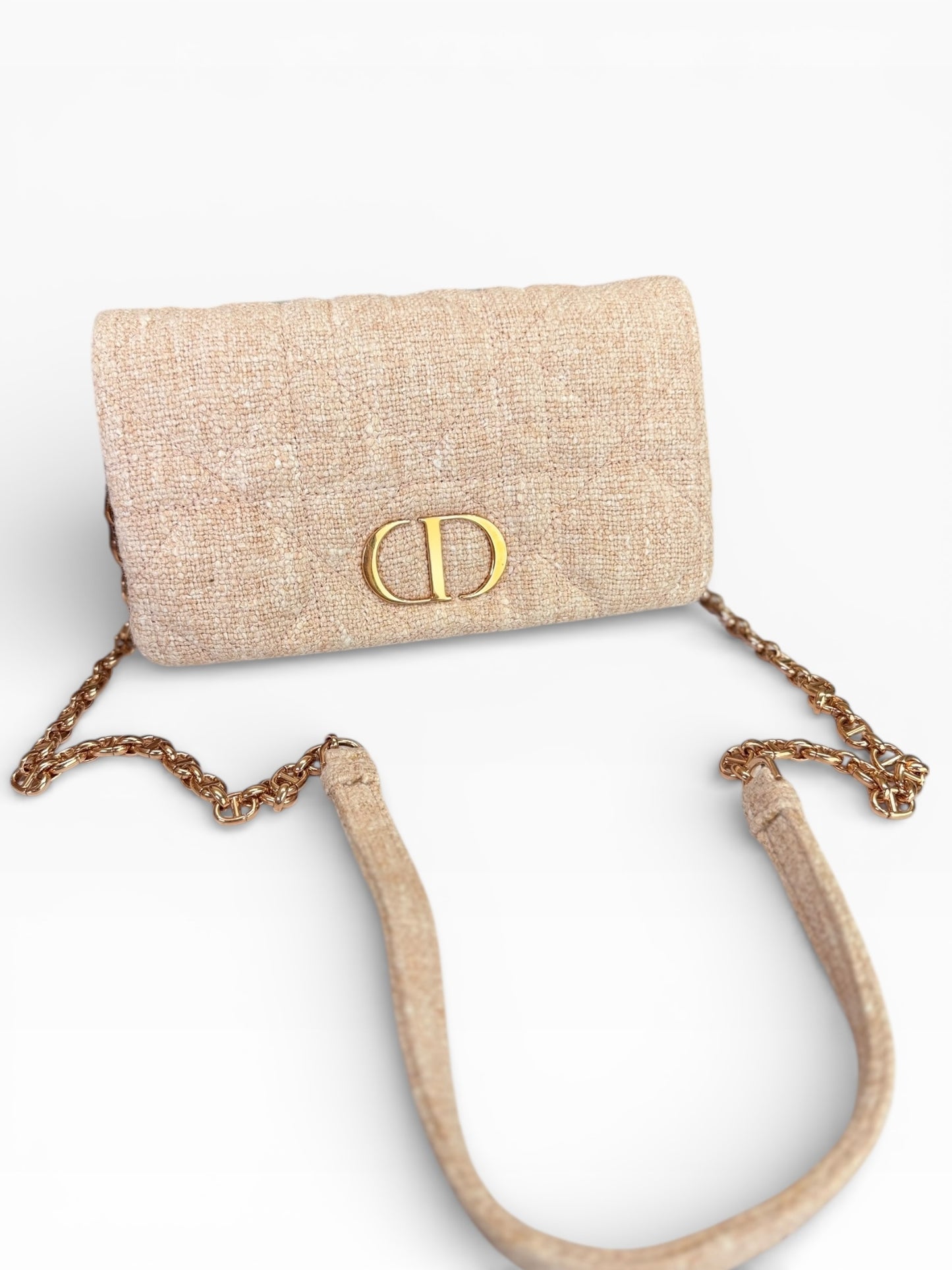 Christian Dior Linen Macrocannage Caro Bag Rose